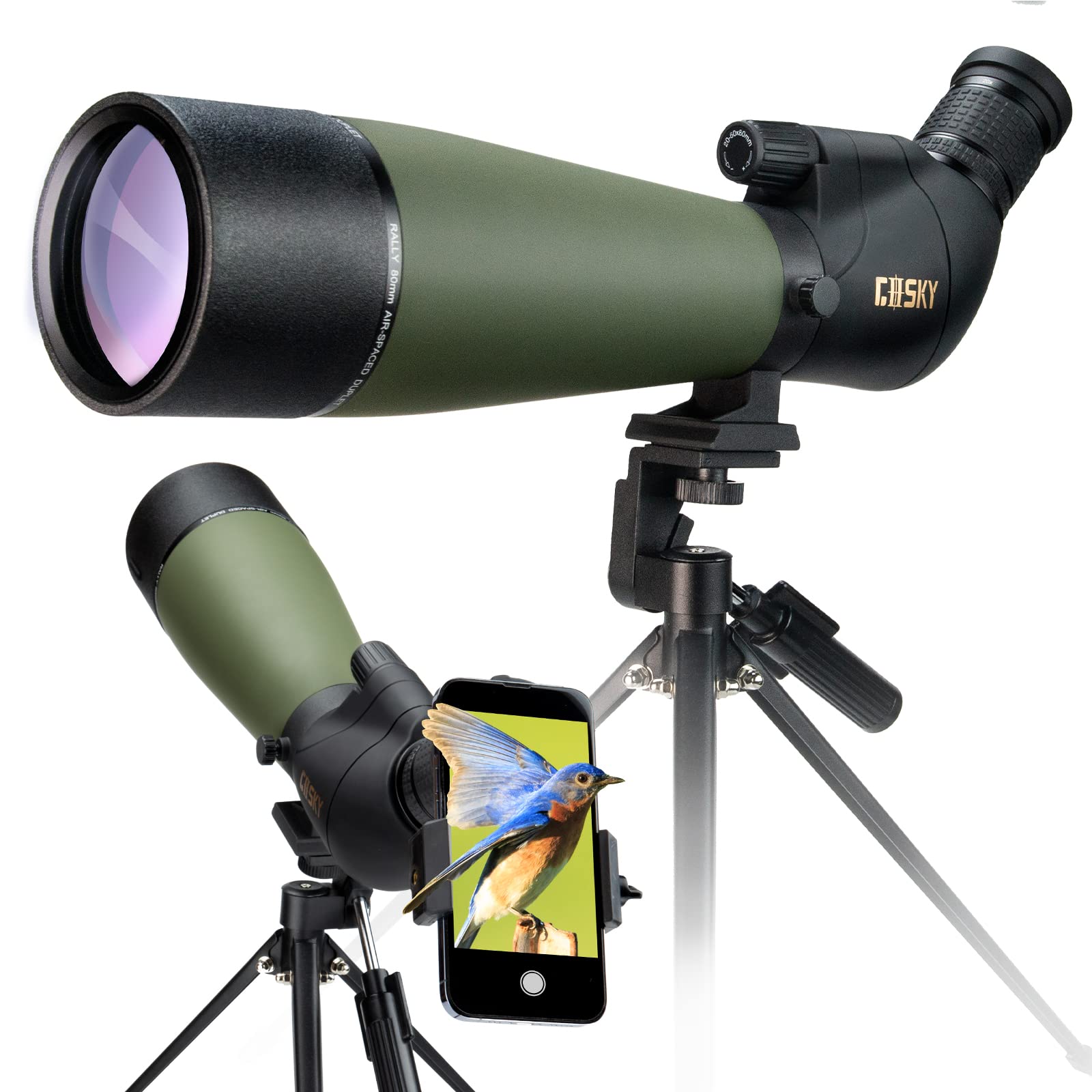 Gosky 20 60X80 Hd Spotting Scope With Tripod, Carrying Bag   Bak4 Angled Scope For Target Shooting Hunting Bird Watching Wildlif