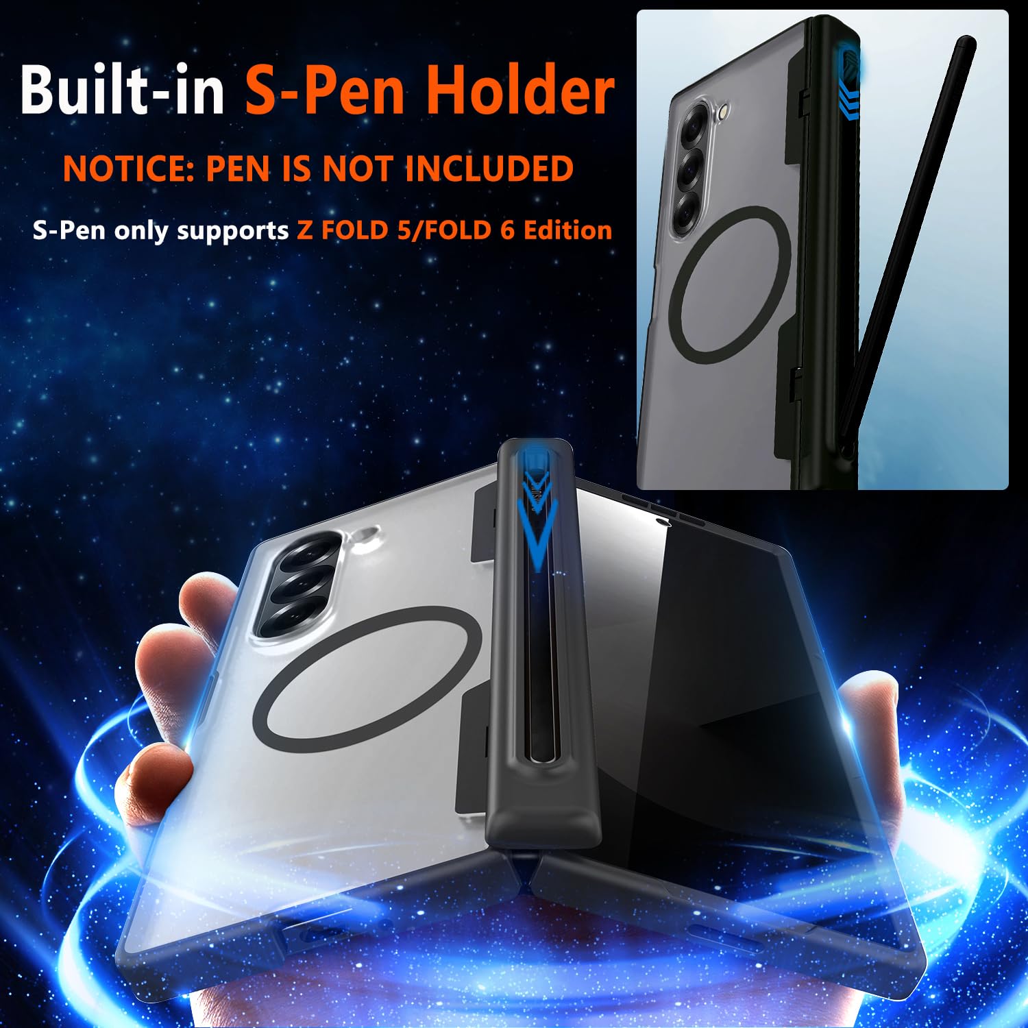 Magnetic For Samsung Galaxy Z Fold 5 Privacy Case,Z Fold5 Phone Case With [Hinge Protection][S Pen Holder][Anti Spy Screen Prote