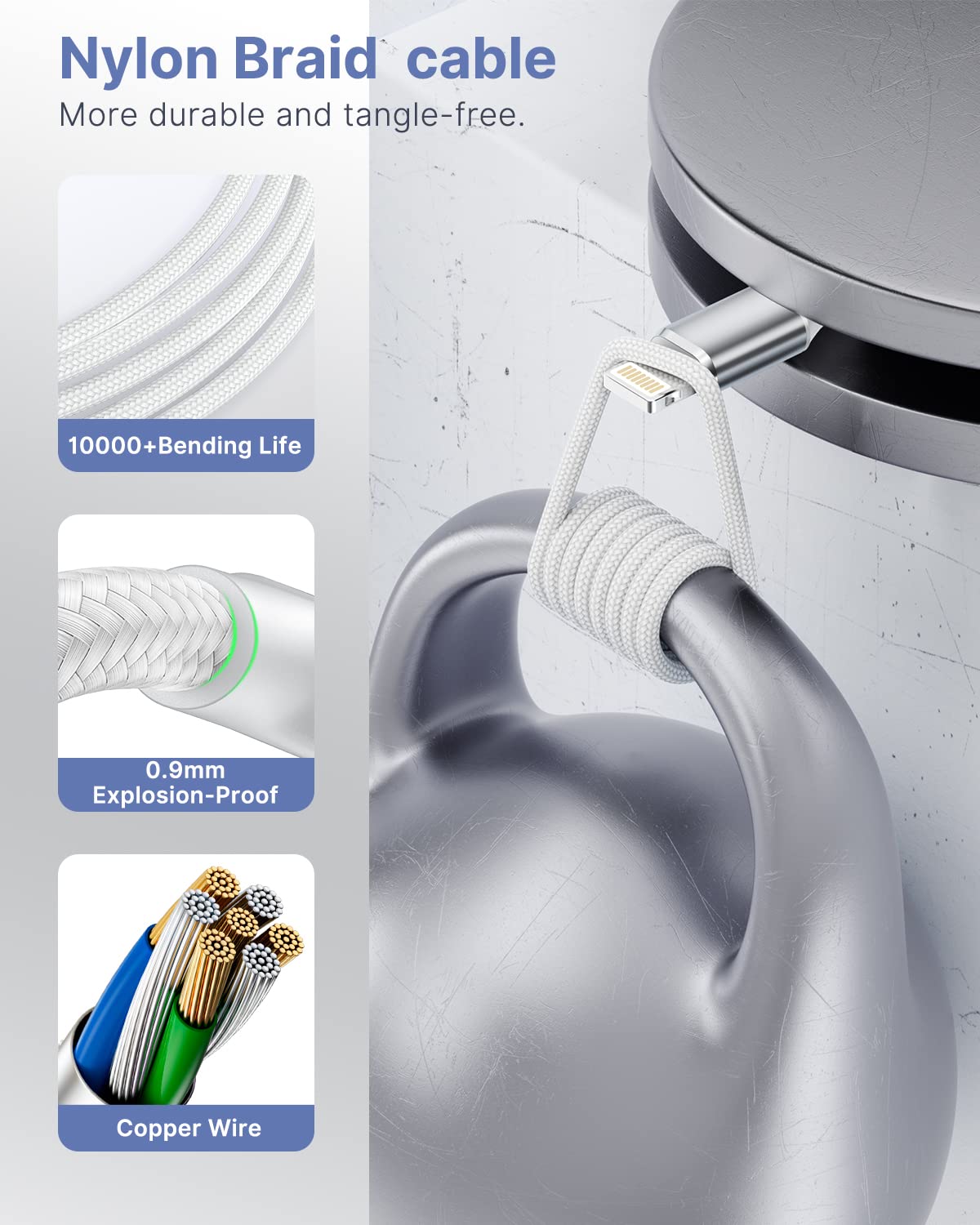 Aioneus Short Iphone Charger Cord 1Ft 2Pack, Apple Certified Usb A To Lightning Cable 1 Foot Nylon Braided Short Iphone Cable Fa