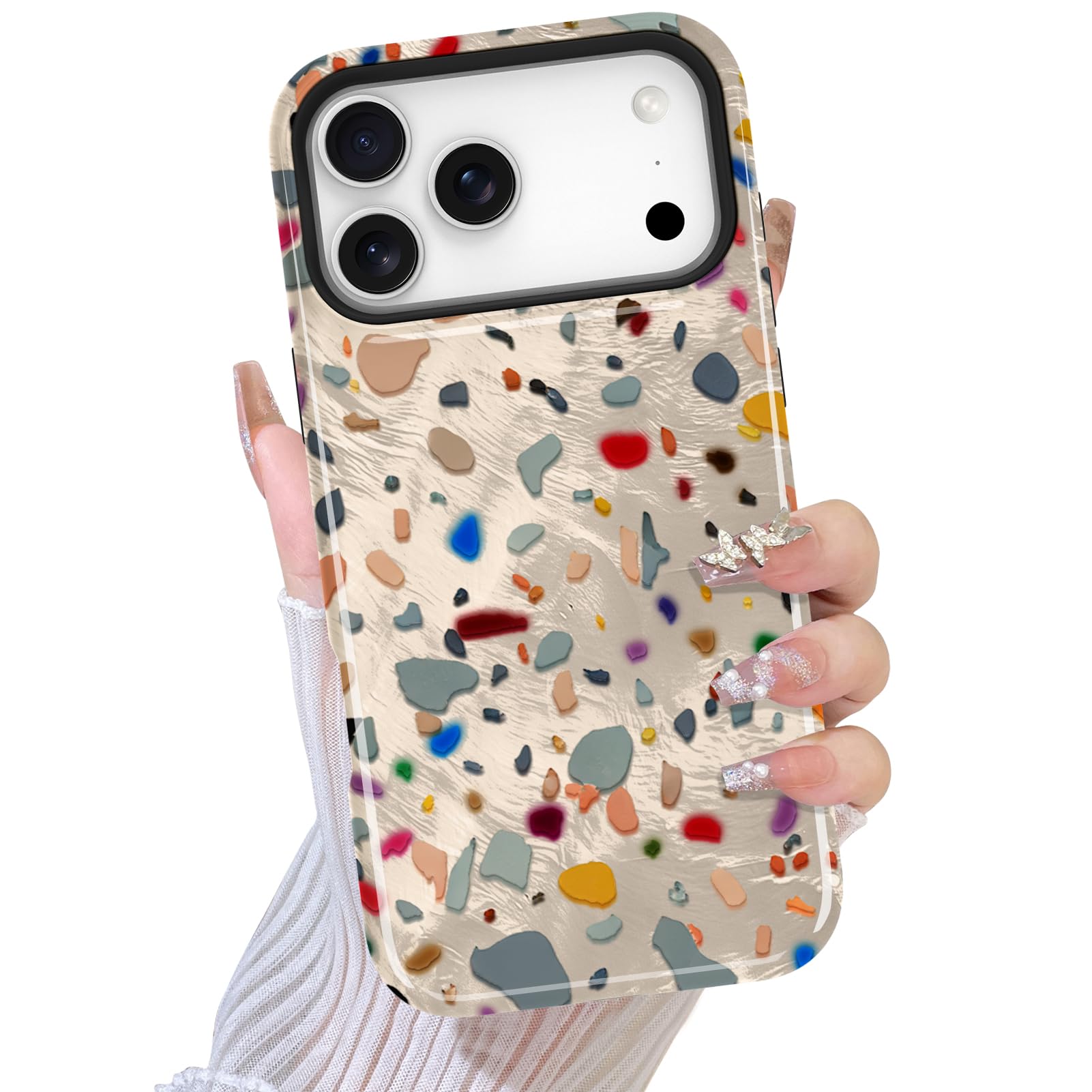 TEAUGHT Compatible with iPhone 17 Pro Max Case Support for MagSafe Cute Pattern Marble Camera Protection Cover for Girls Women -