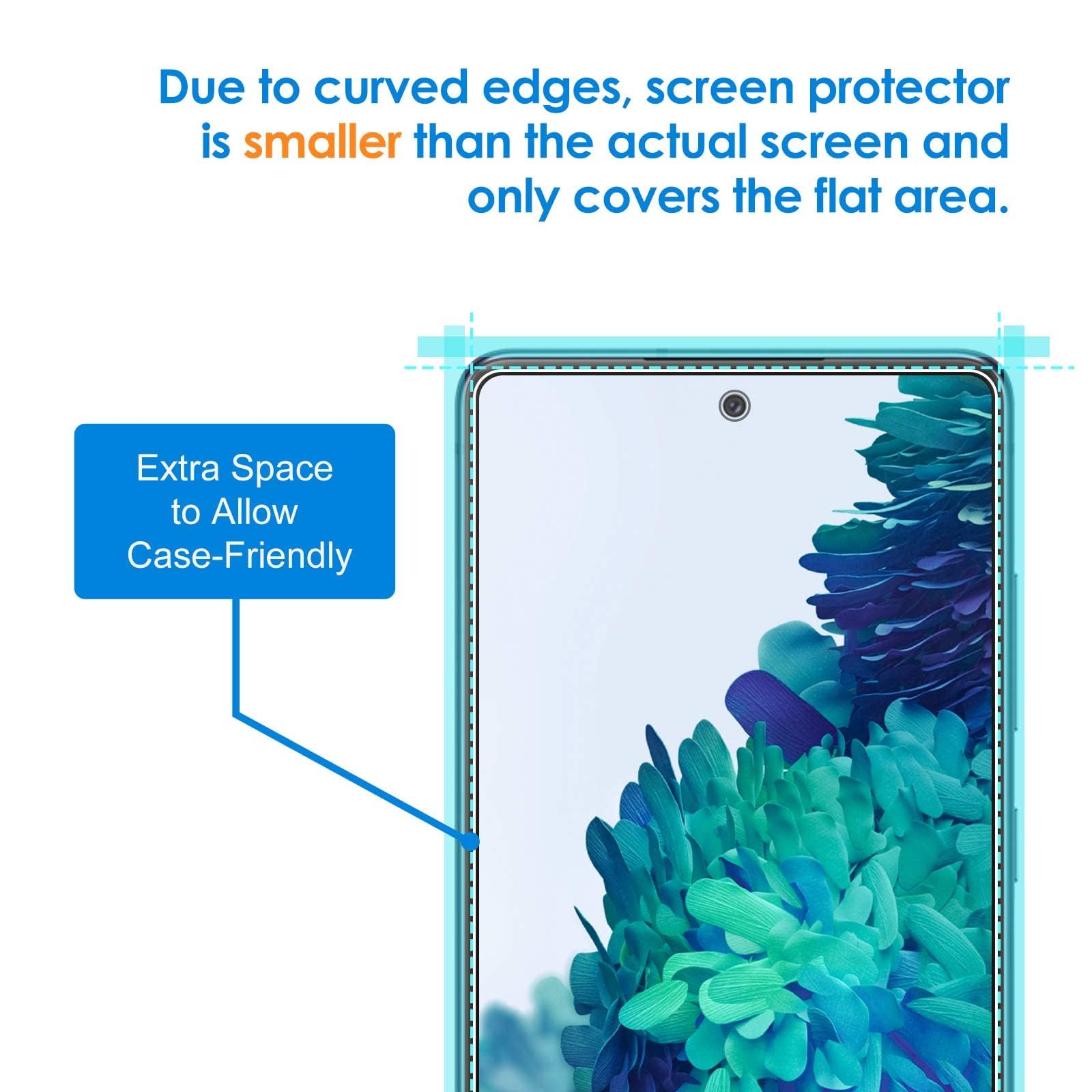 Jetech Screen Protector Compatible With Samsung Galaxy S20 Fe 6.5 Inch, Tempered Glass Film, 3 Pack