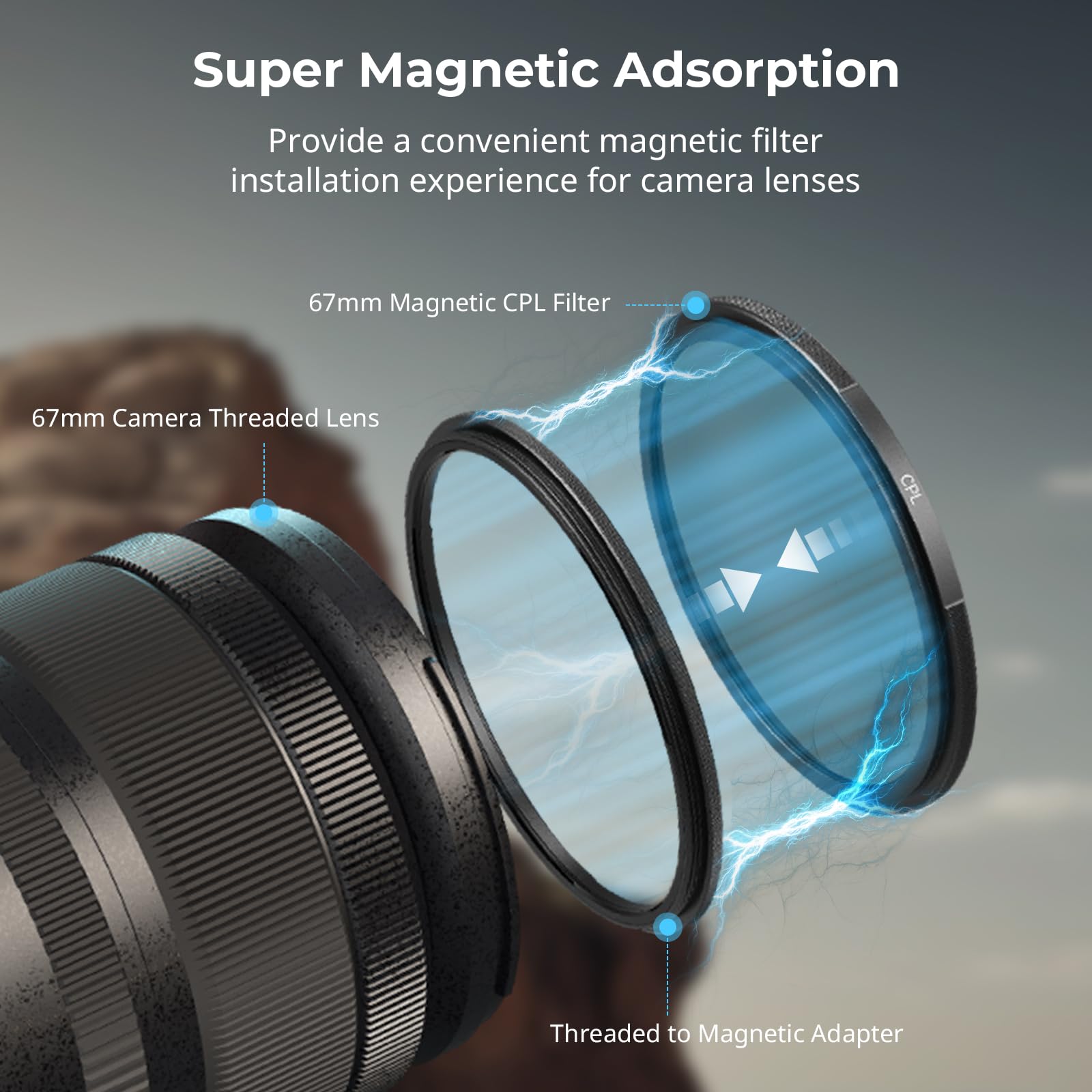 Smallrig 67Mm Magnetic Circular Polarizers Filter + 67Mm Threaded Filter Ring, Hd Optical Glass 28 Layer Multi Nano Coated Circu