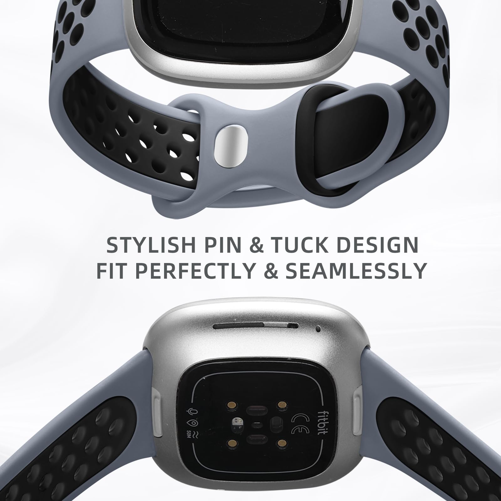 Maledan Bands For Fitbit Sense/Versa 3 Bands Men Women, Sport Solo Loop Strap Wrist Bands Replacement Bracelet For Fitbit Sense