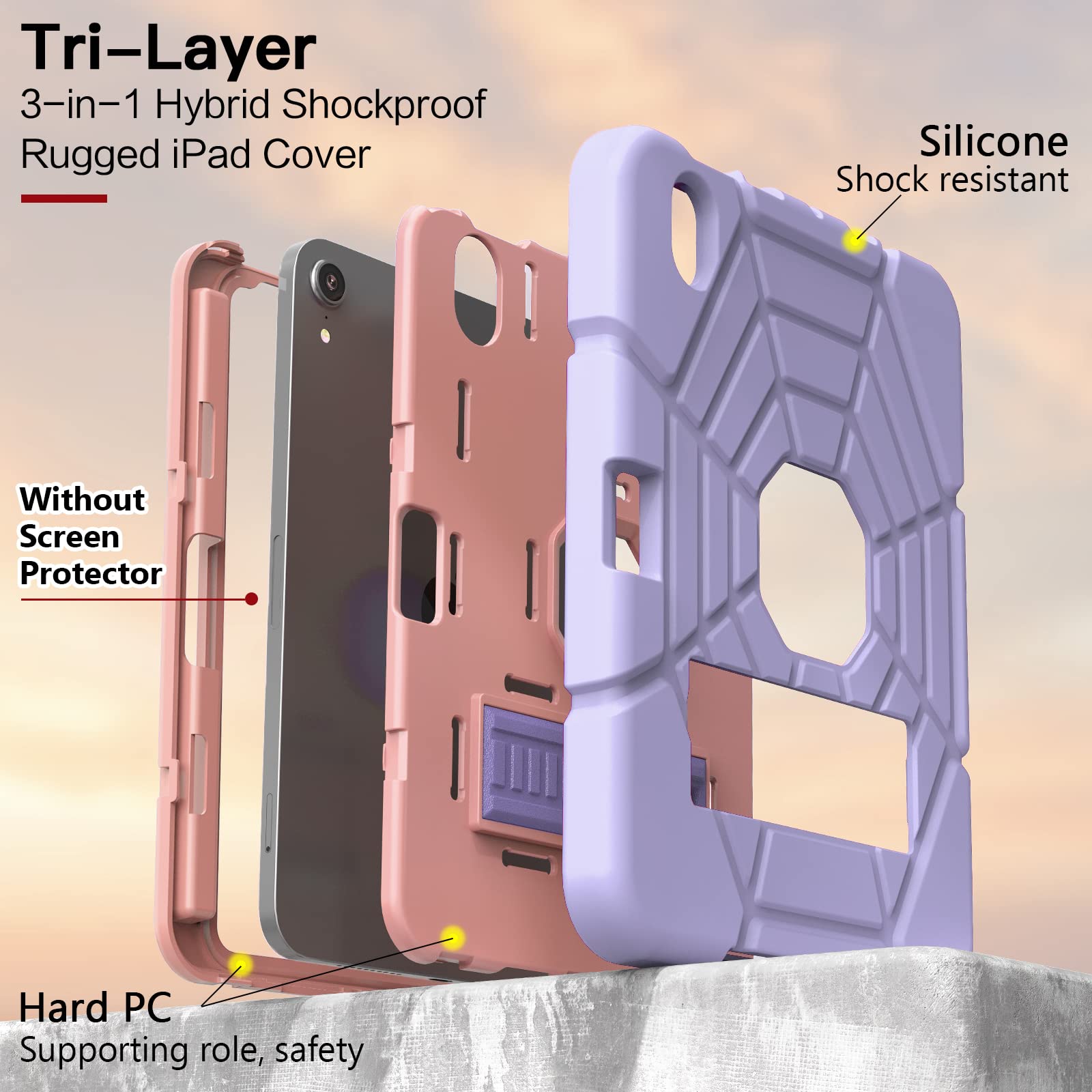Grifobes Case For Ipad Mini 7Th 2024 (A17 Pro) / Mini 6Th Generation 2021 8.3'', Heavy Duty Shockproof Cover With Pencil Holder