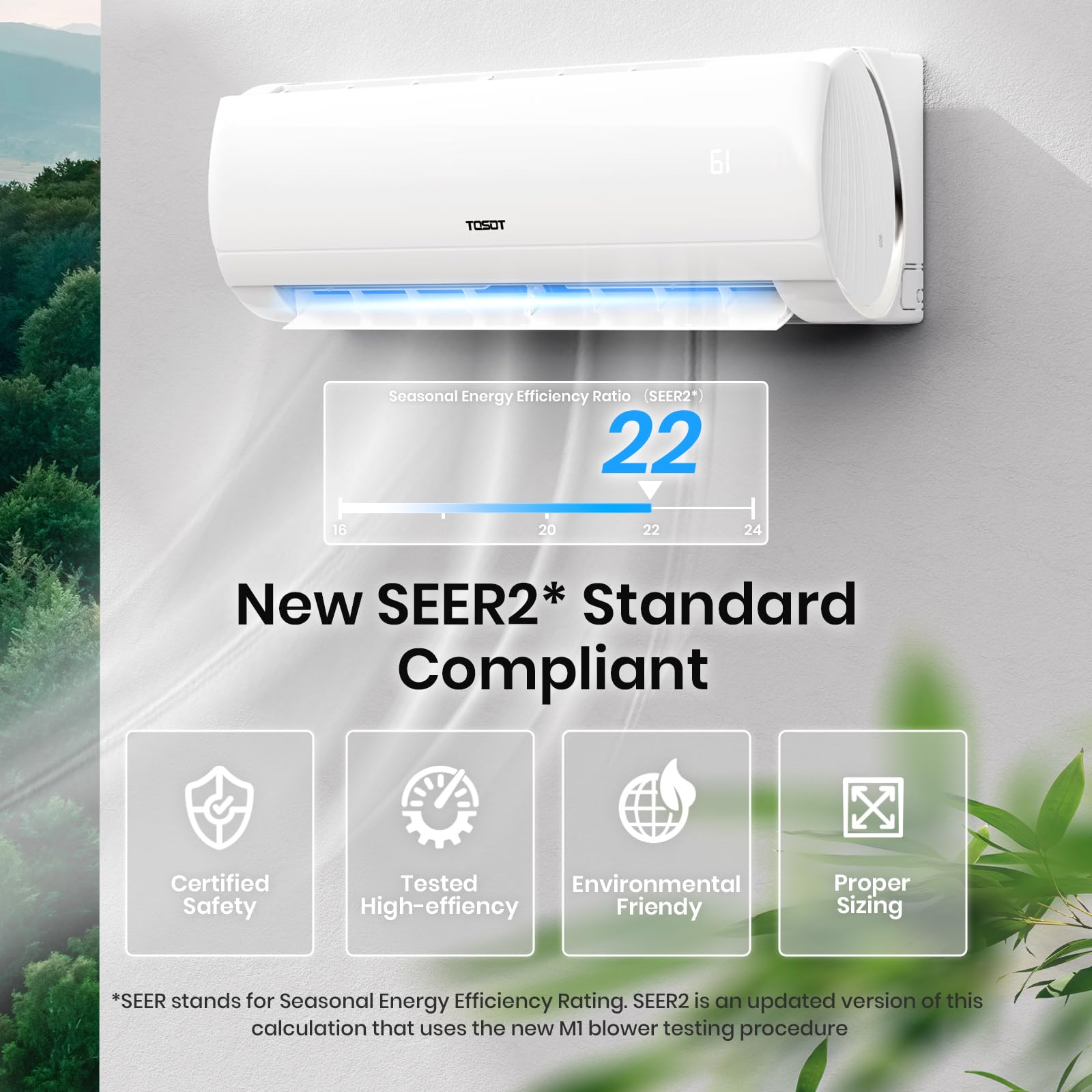 Tosot 24,000 Btu Mini Split Air Conditioner, Wifi Enabled Ductless Inverter Ac Unit Heating System, Compatible With Alexa 22 See