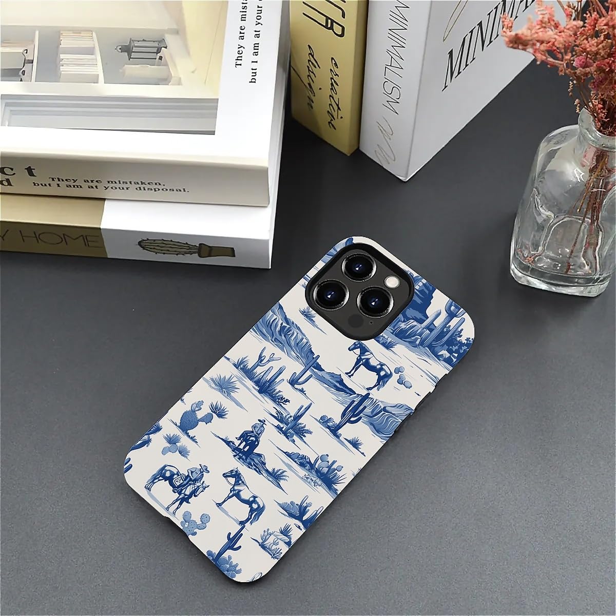 Fkbrcl4U For Iphone 15 Pro Max Case, Hybrid 2-Layer Silicone Protective Matte Case For Girl Women Western Cowboy Horse Cow Deser