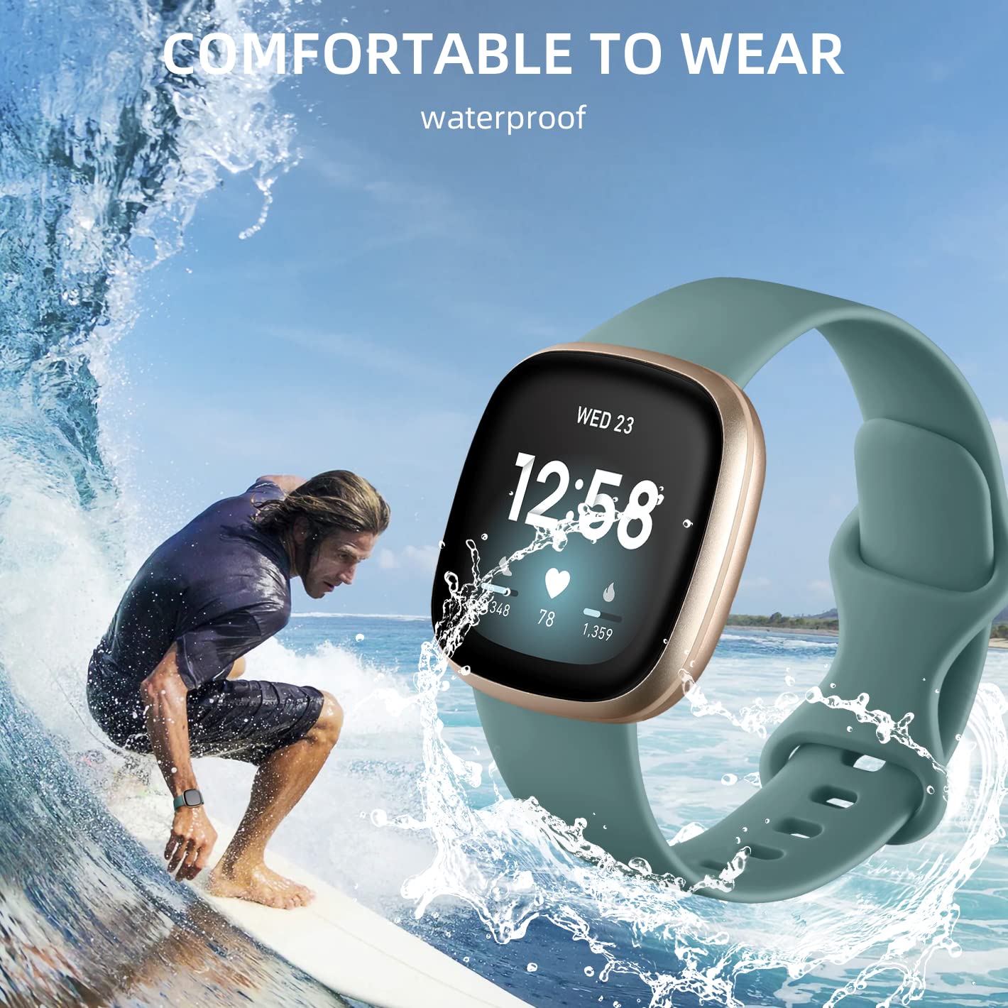 Lerobo Compatible With Fitbit Versa 4 Versa 3 Bands, Compatible With Fitbit Sense 2 Bands For Women Men, 8 Pack Sport Wristbands