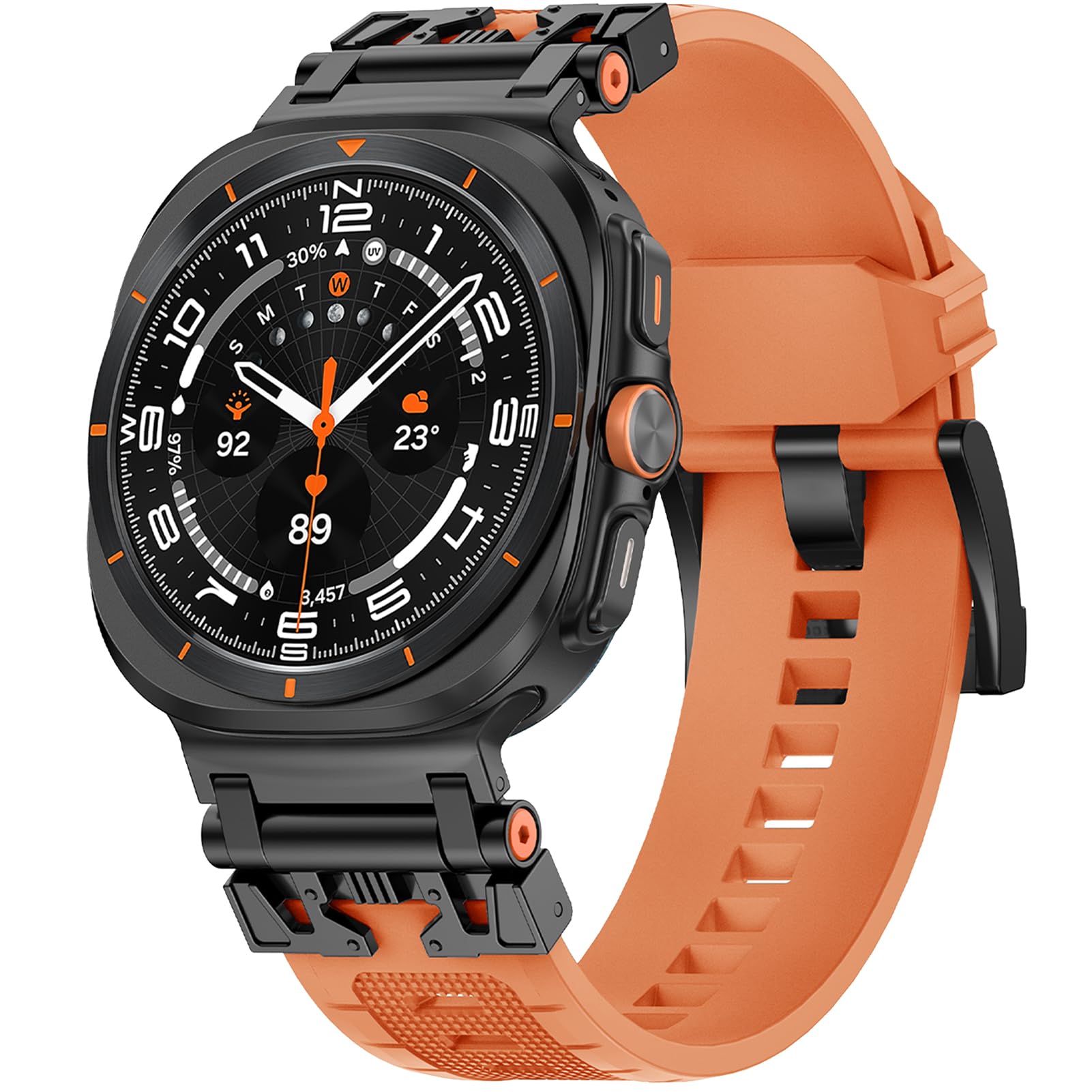 Miimall Rugged Sport Band for Galaxy Watch Ultra 47mm 2025/2024, Soft FKM Rubber Strap with Metal Connectors for Galaxy Watch Ul