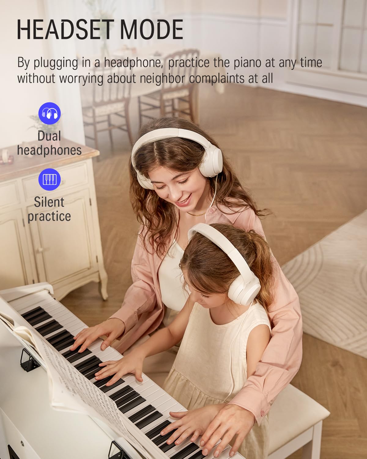 Donner Ddp 100 88 Key Weighted Action Digital Piano, Beginner Keyboard Piano Bundle With Furniture Stand, Power Adapter, White
