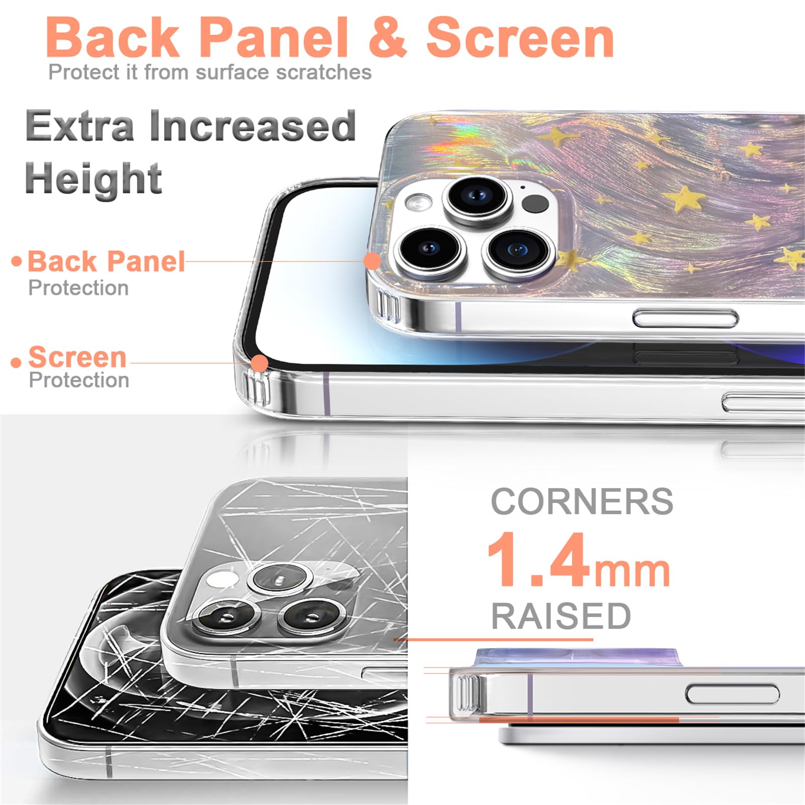 I Mgae In Ar Phone Hard Case 6.7 Inch Compatible With Iphone 12 Pro Max Case 2020 Release Slim Holographic Fade Star Women Girls