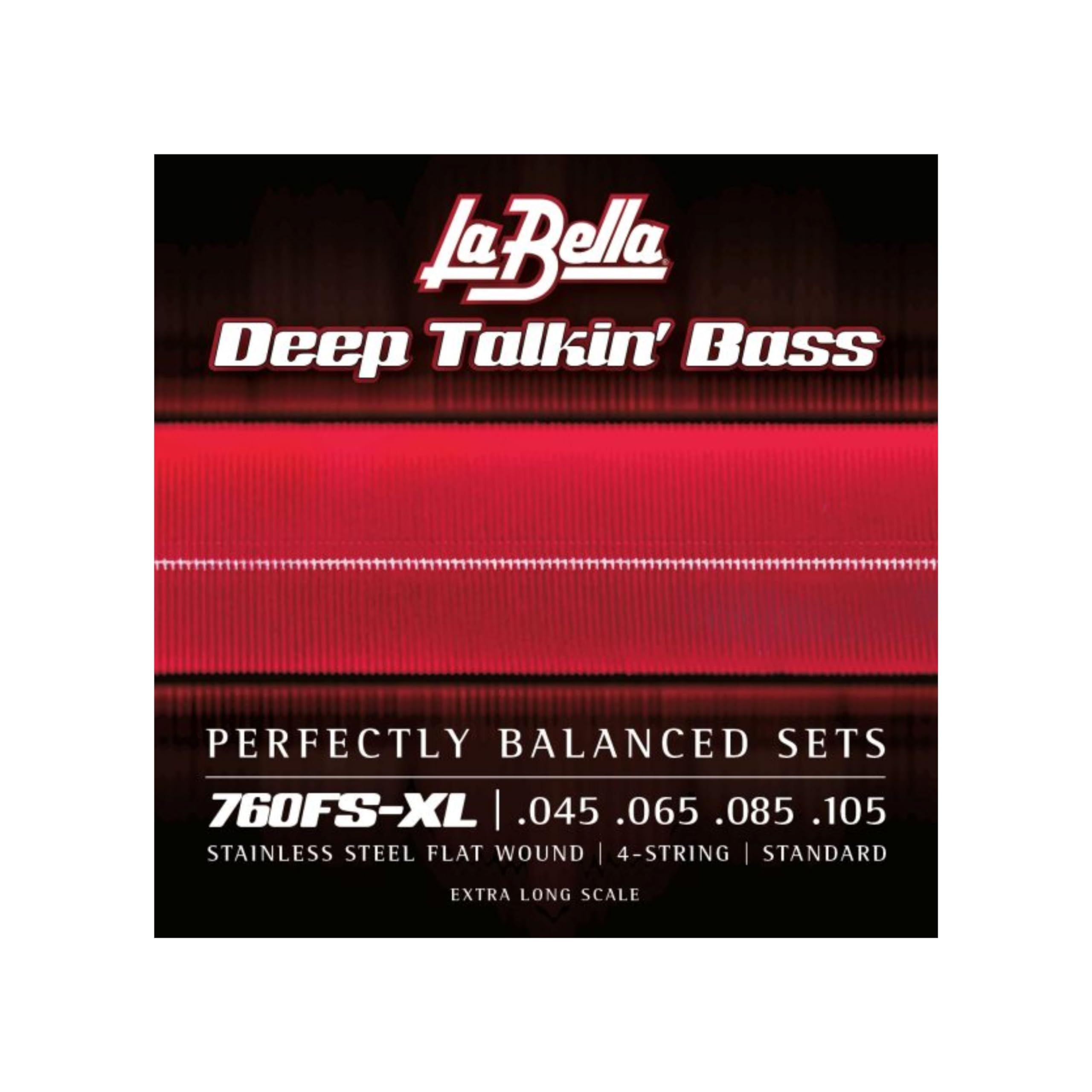 La Bella 760Fs Xl Deep Talkin Bass Stainless Steel Flat Wound Standard Extra Long Scale Bass Guitar Strings