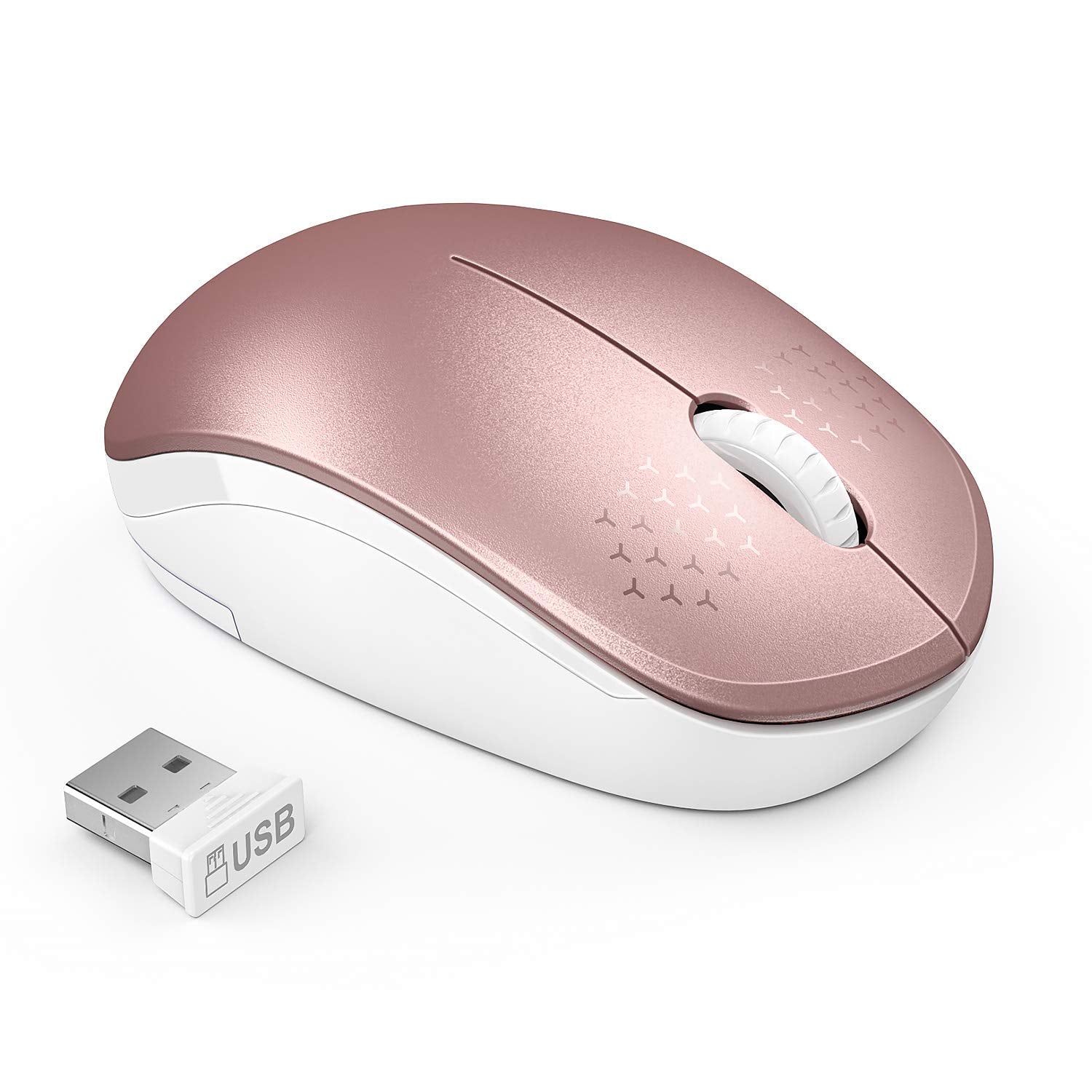 Seenda Wireless Mouse, 2.4G Noiseless Mouse With Usb Receiver Portable Computer Mice For Pc, Tablet, Laptop, Notebook   Rose Gol