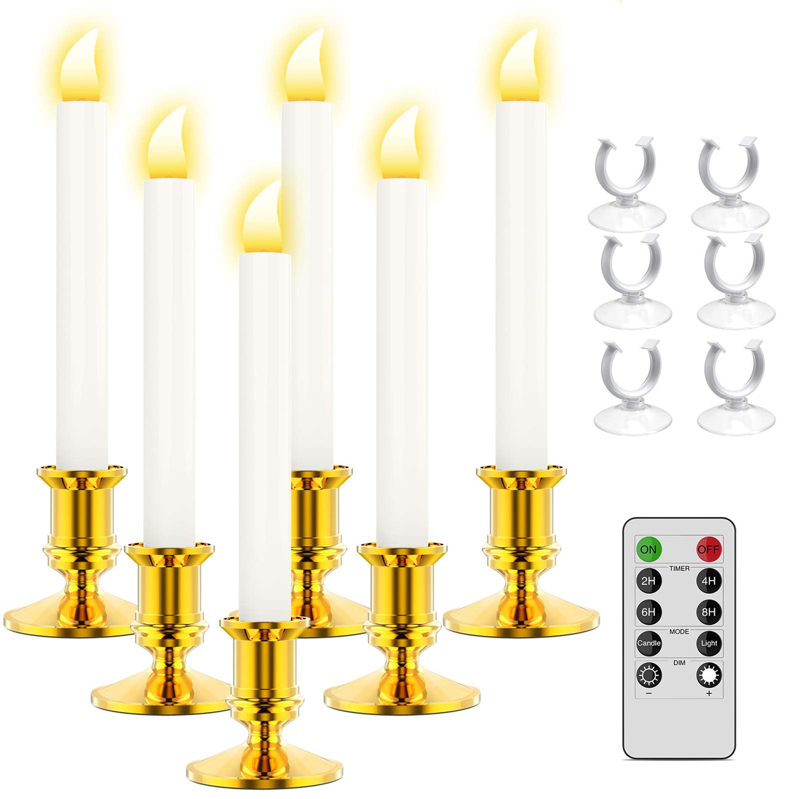 Ronxs Led Window Candles With Timer, Flickering Flameless Taper Candles With Remote, Battery Operated, Indoor Christmas Decorati