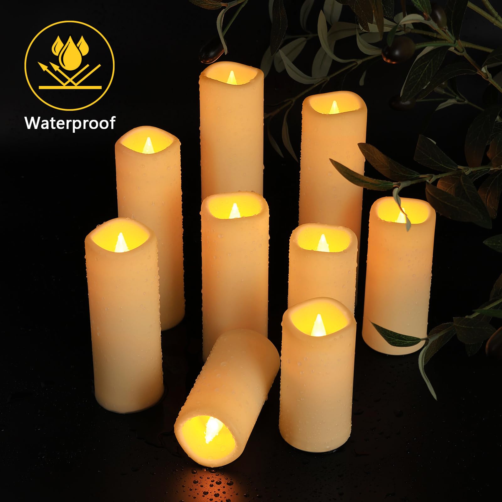 Credtarnos Flickering Flameless Candles With Remote, Waterproof Battery Operated Candles And Timer, Plastic Battery Candles For