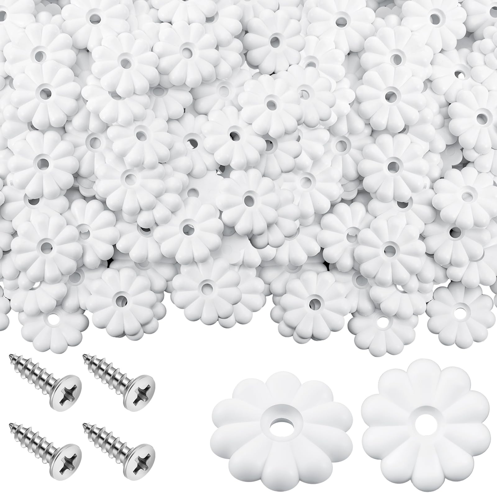 CroBlissful 30 Pack Rosette Washers with Screws, Mobile Home/RV Ceiling Rosette Buttons, Diameter 1-1/8 Inch Decorative Washers 