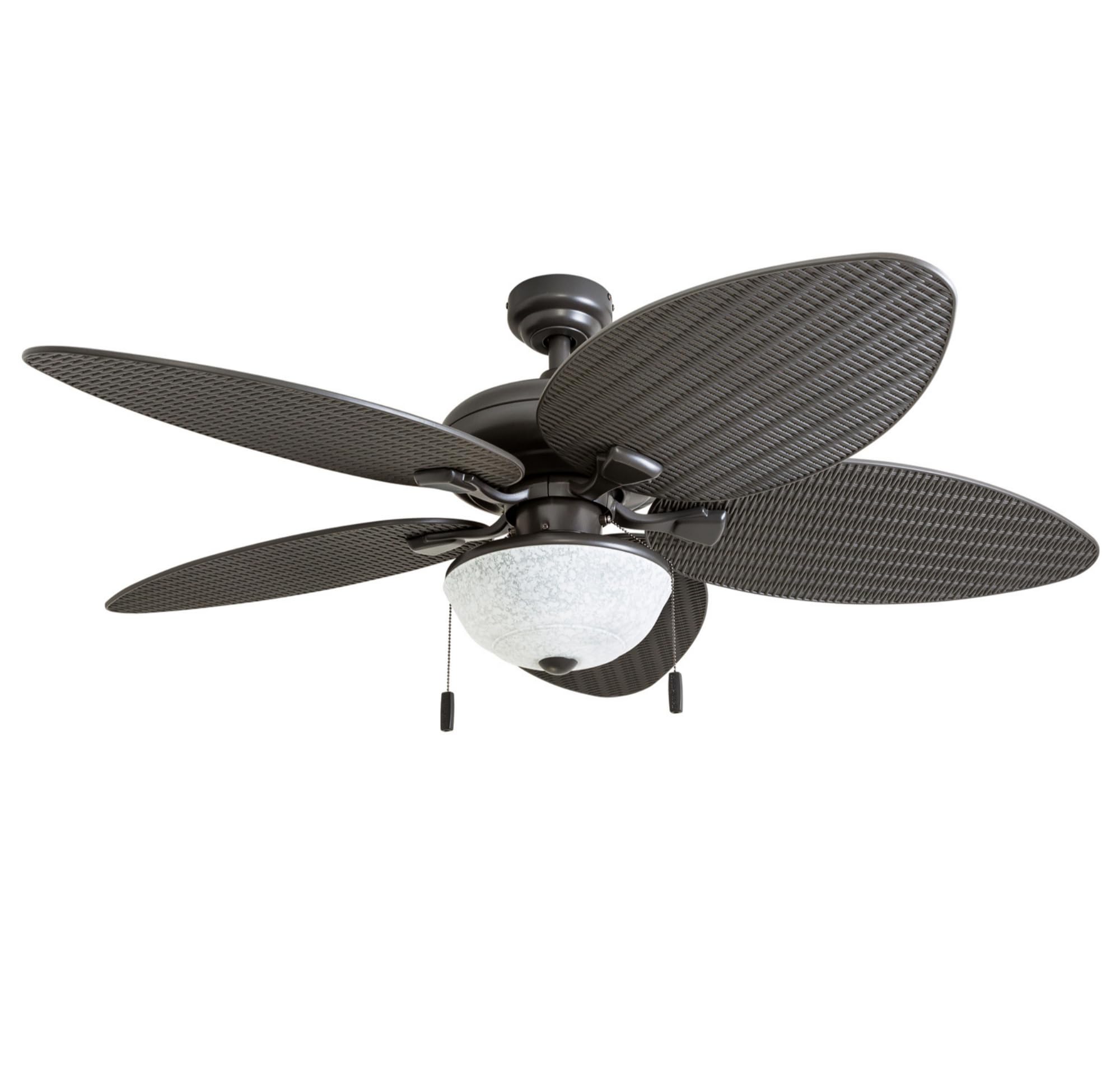 Honeywell Ceiling Fans Inland Breeze, 52 Inch Tropical Indoor Outdoor Ceiling Fan with Light, Pull Chain, Three Mount Options, W