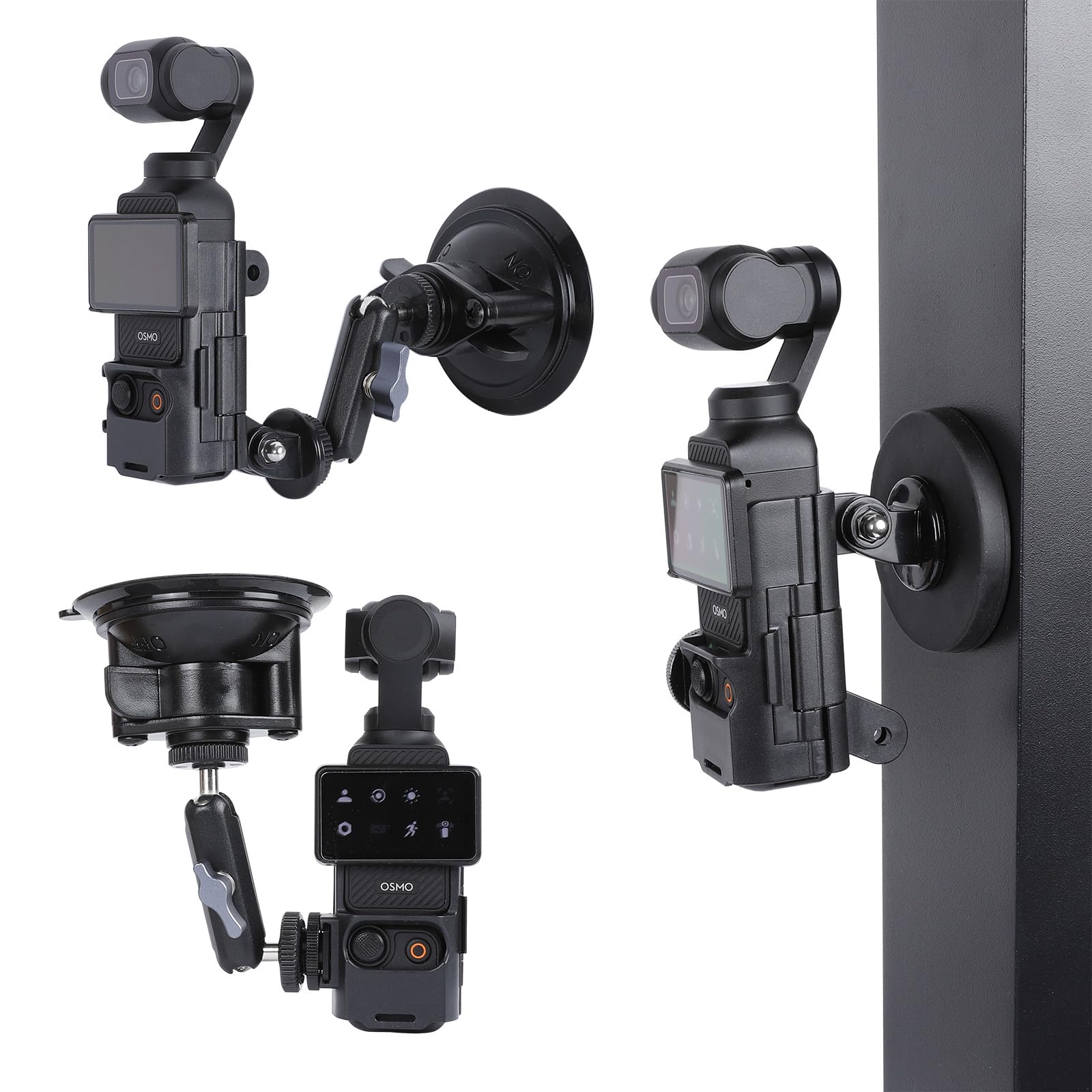 Leenconghui Suction Cup Mount and Magnetic Mount Stand Kit for DJI Pocket 3, Car Mount Windshield Dashboard Hood Holder with Exp