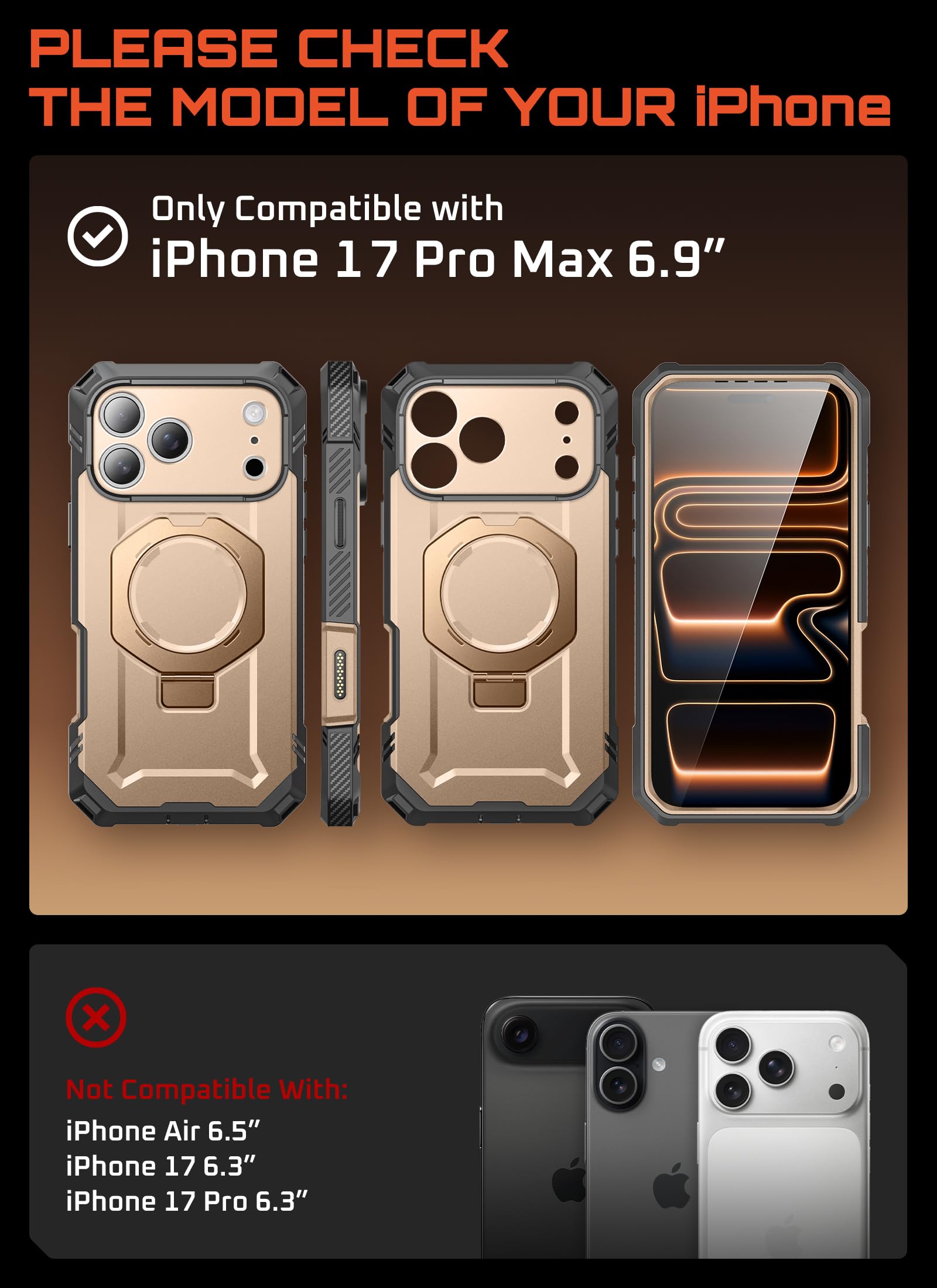 Supcase For Iphone 17 Pro Max Case (Ubgrip Pro), [Built-In Tempered Glass Screen Protector & Stand] [Camera Control Cover] [Comp