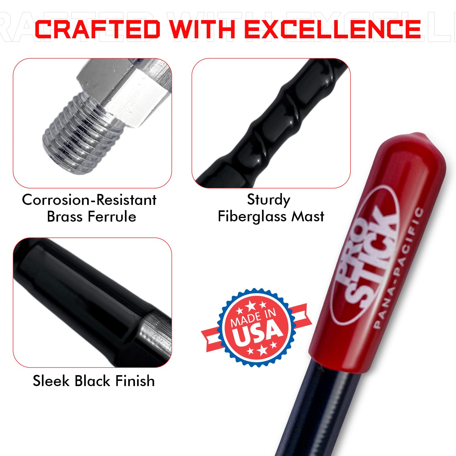 Prostick 2 Foot Fiberglass 1000 Watt   Black Cb Radio Antenna