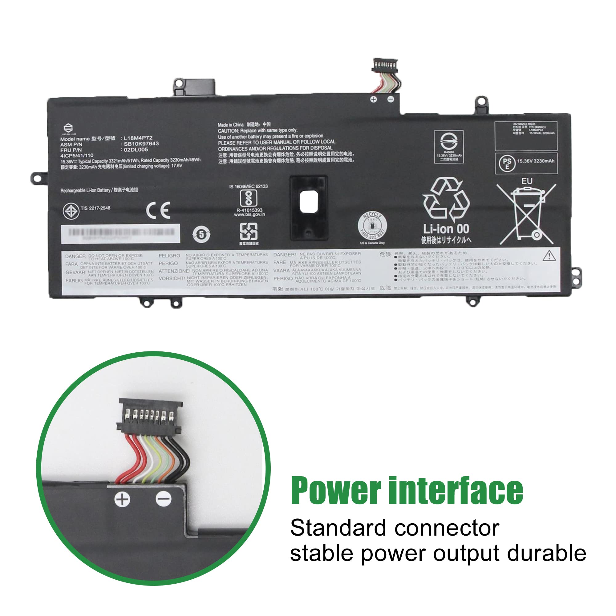 Jiazijia 02Dl005 L18M4P72 Sb10K97643 Laptop Battery Replacement For Lenovo Thinkpad X1 Yoga 4Th Gen / X1 Carbon 7Th Gen 2019 / 8