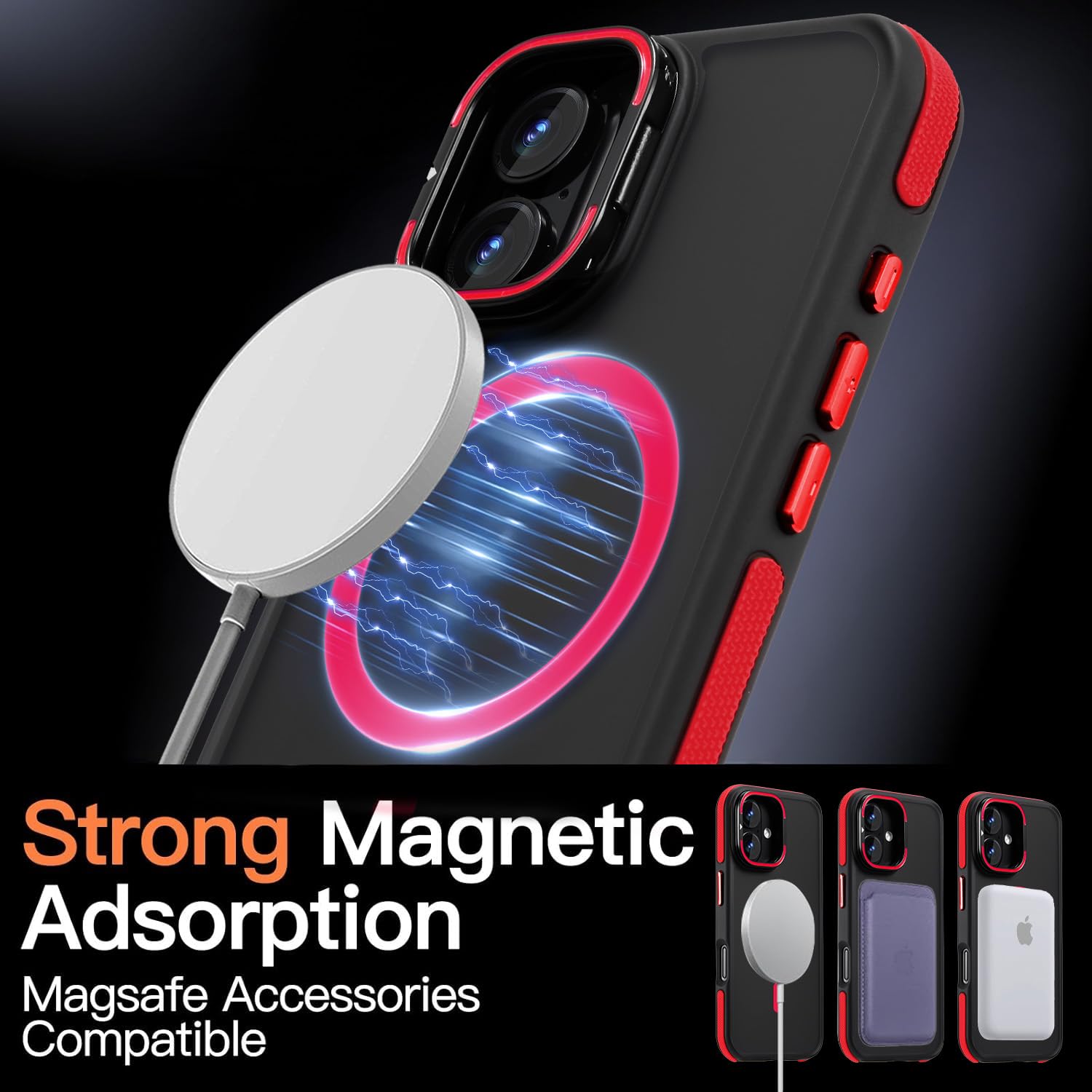 Yzoiko Magnetic Case For Iphone 16 [10Ft Military Grade Protection] Built In Camera Stand Phone Case, Compatible With Fit Magsaf