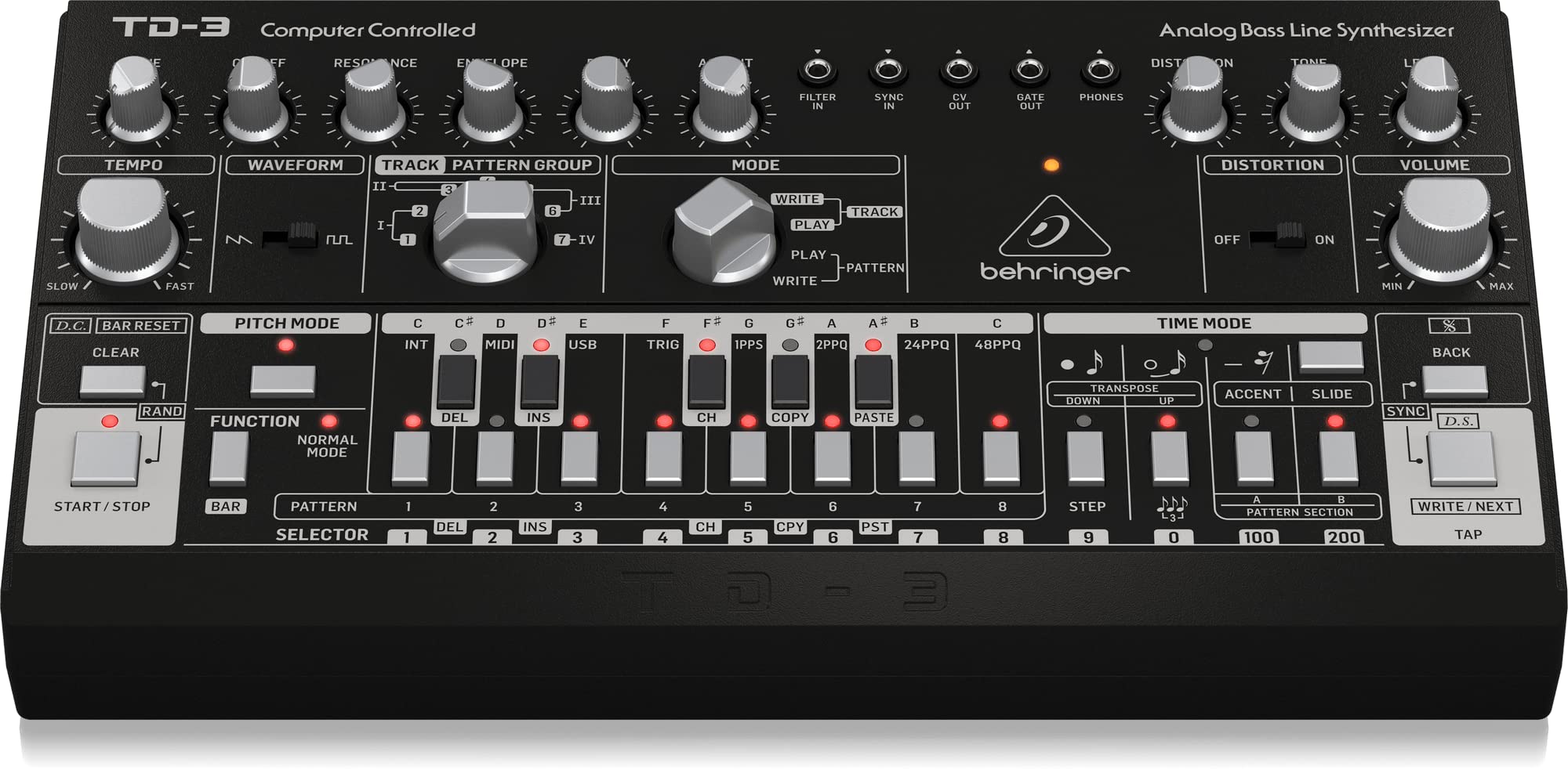 Behringer Td 3 Bk Analog Bass Line Synthesizer With Vco, Vcf, 16 Step Sequencer, Distortion Effects And 16 Voice Poly Chain