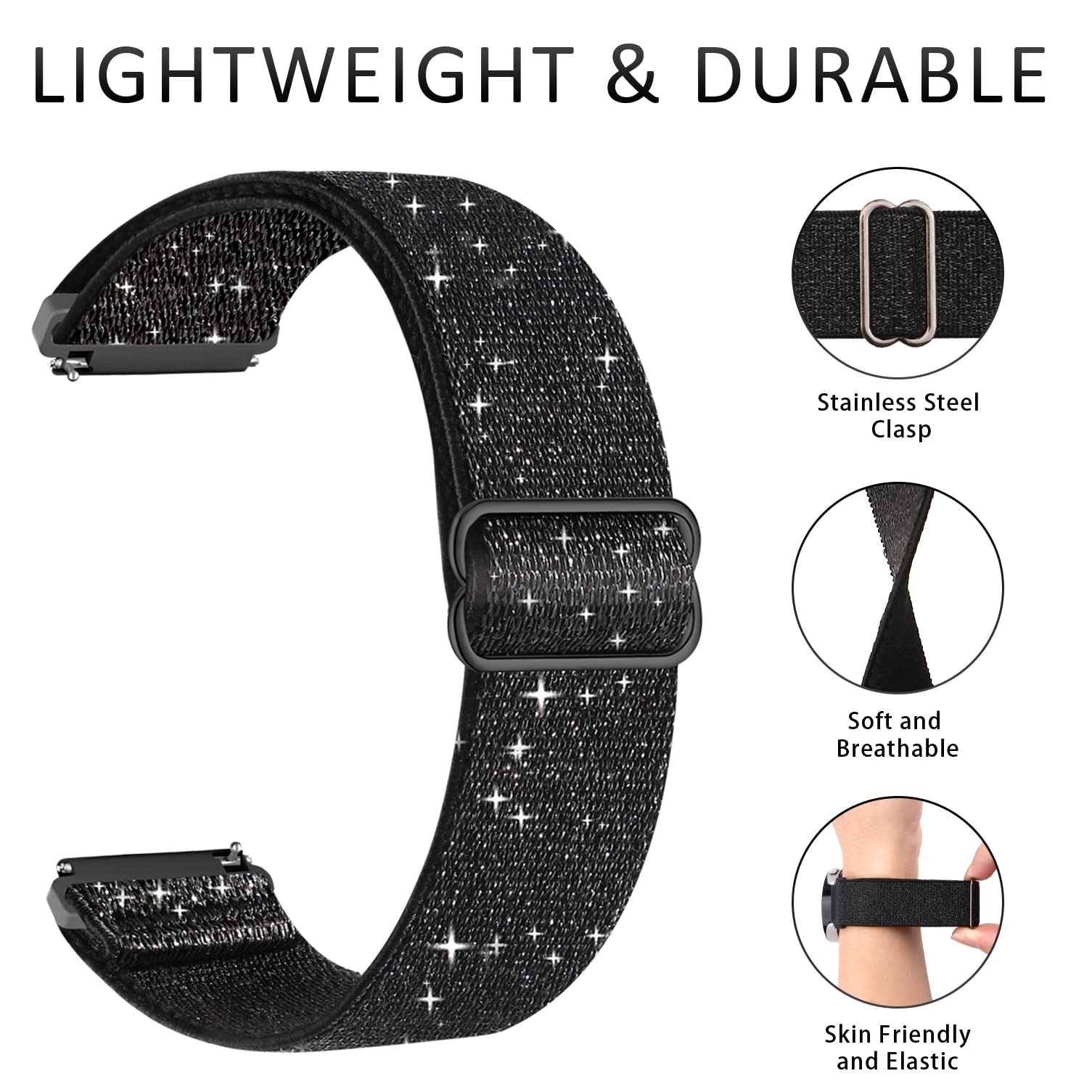 8 Pack Stretchy Bands Compatible With Samsung Galaxy Watch 5 Band/Galaxy Watch 4 Band 40Mm 44Mm,Galaxy Active 2 Band 40Mm 44Mm,G