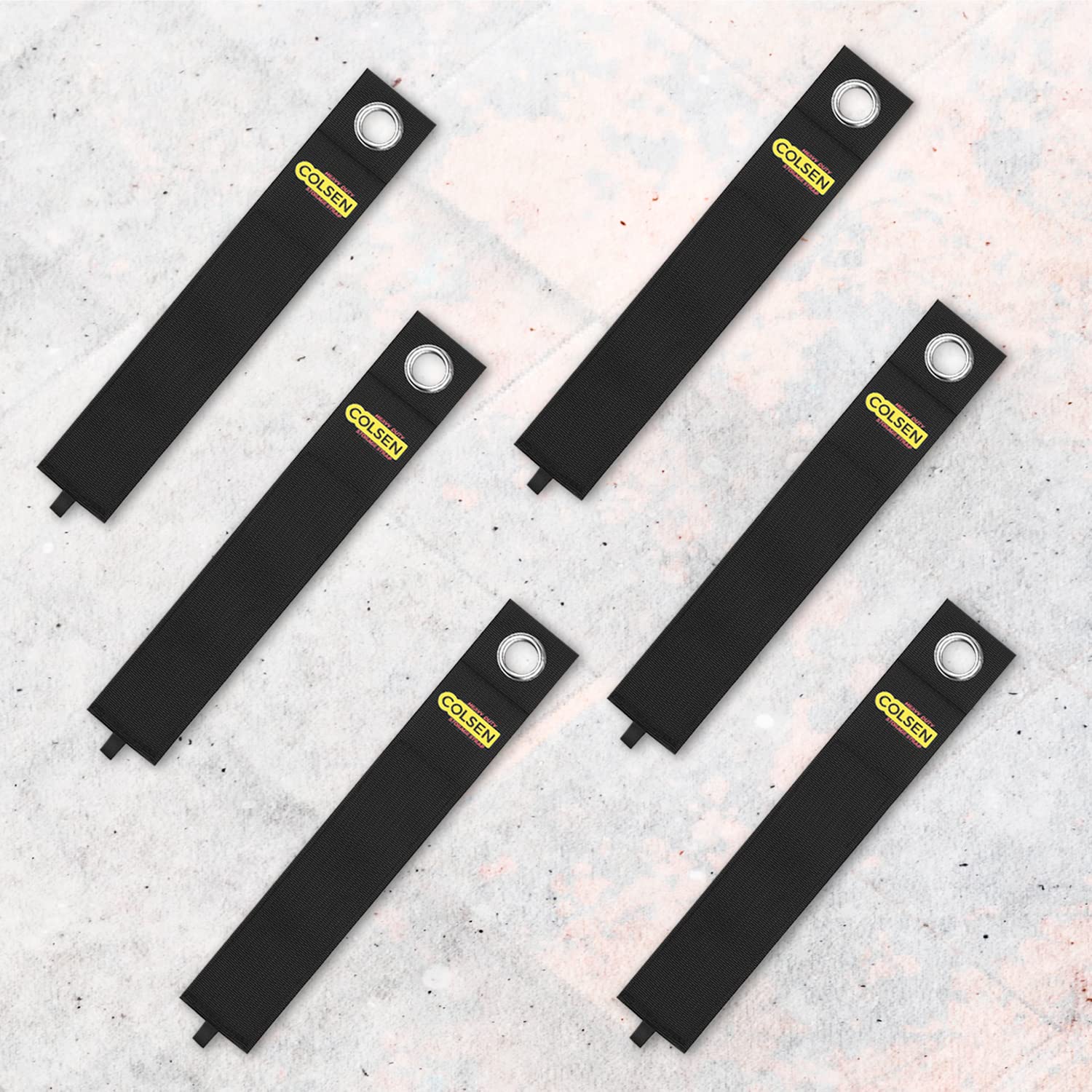COLSEN Heavy Duty 20 inch Storage Straps Cable Hose Organizer 6 Pack Black Polypropylene