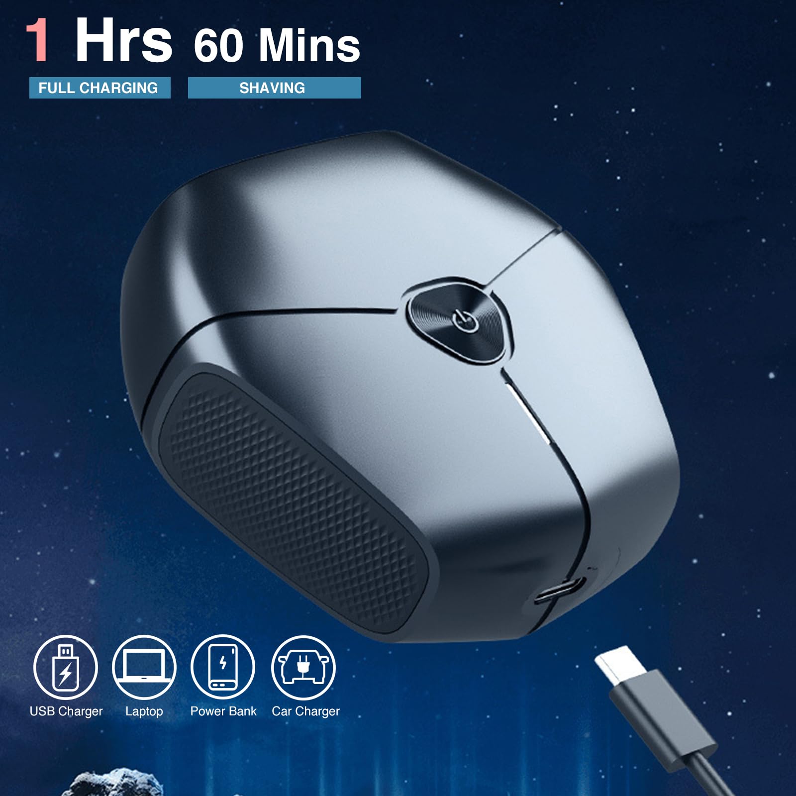 Ecojia Mini Electric Razor For Men Portable Wet And Dry Shaving Cordless Rechargeable Head Hair Shaver Ipx6 Waterproof Floating