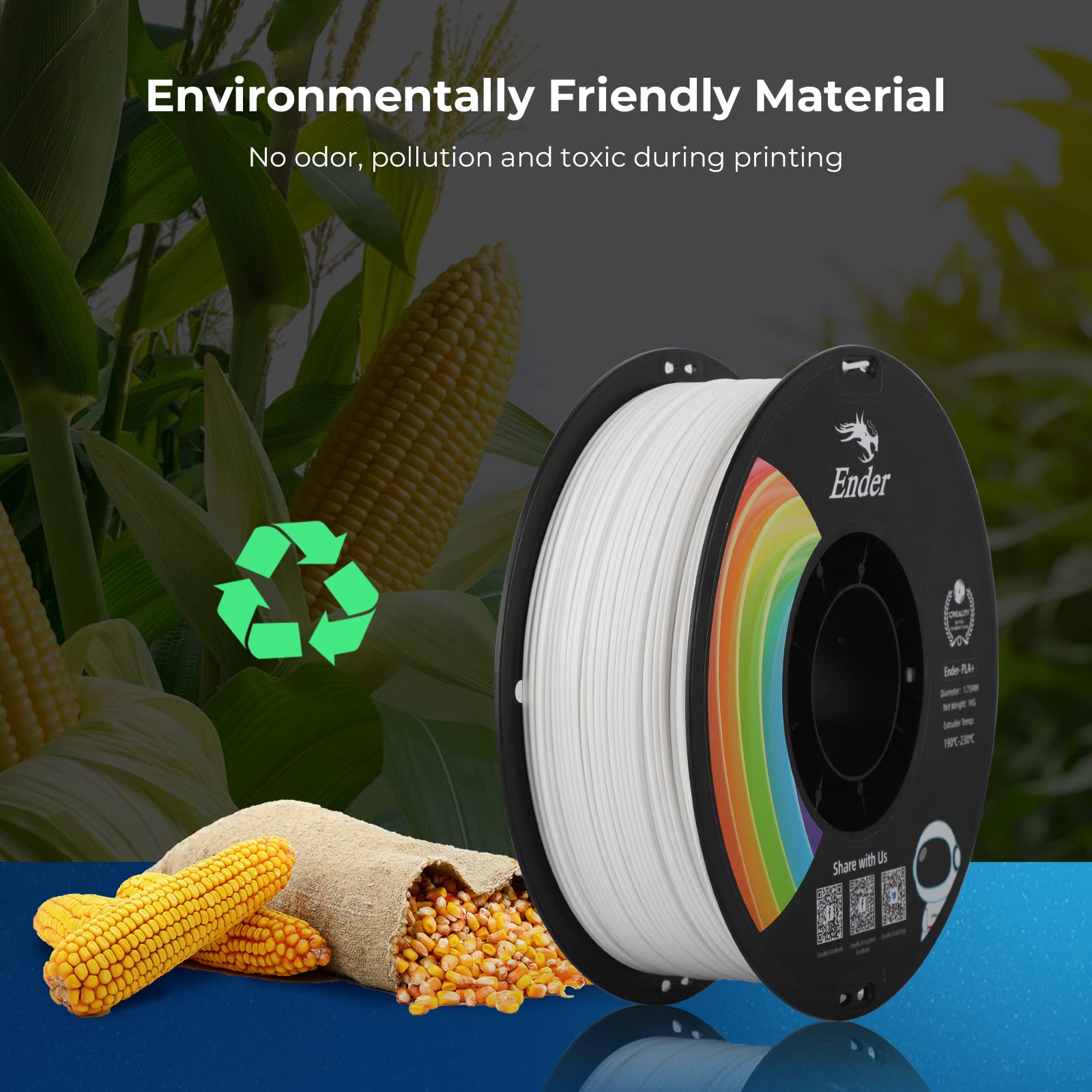 Creality 3D Printer Filament, Upgrade Ender Pla+ Filament 1.75Mm Grey, 1Kg Spool (2.2Lbs), Accuracy +/  0.02Mm, 3D Printing Fila