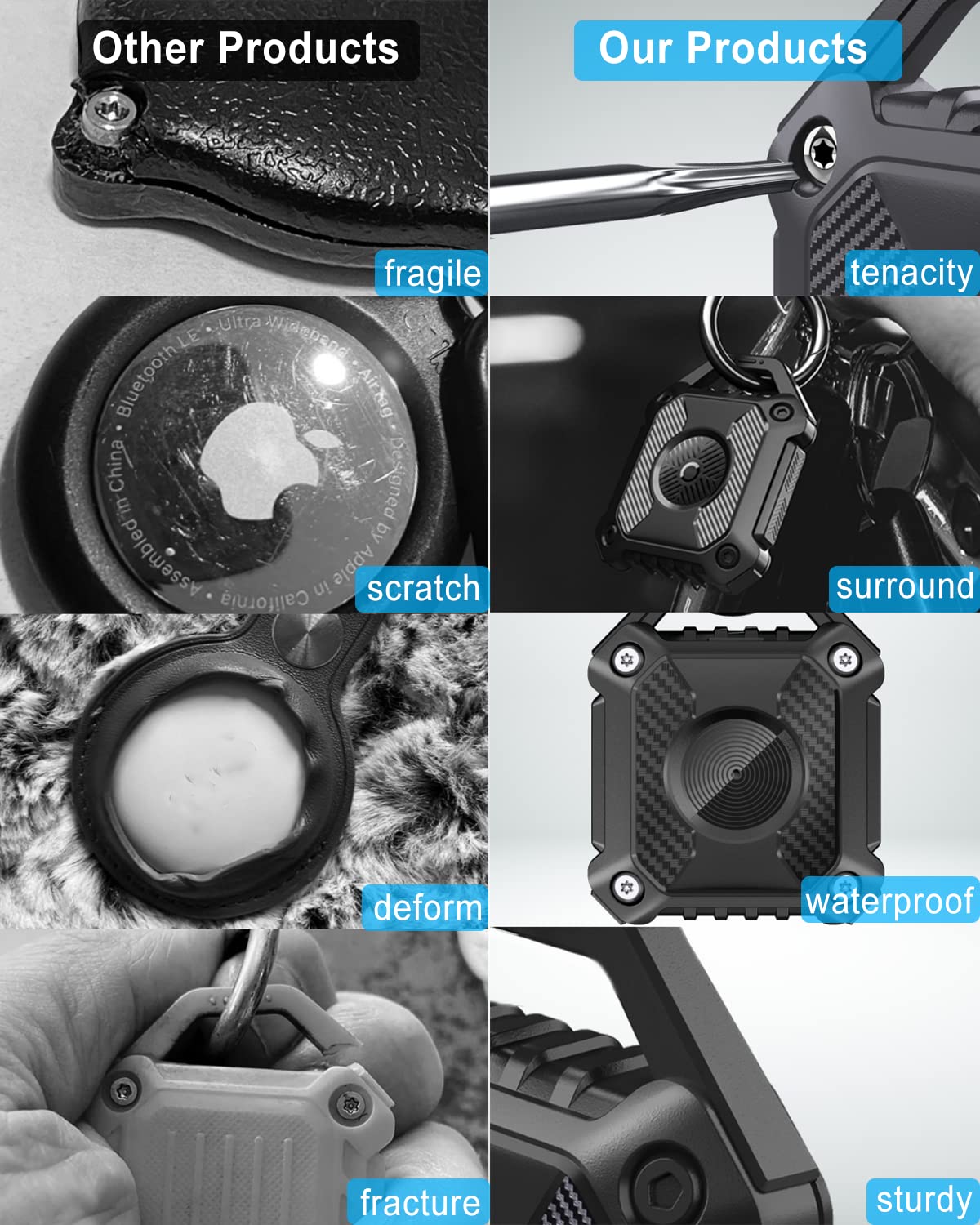 Airtag Holder 4 Pack, Ip68 Waterproof Air Tag. Holder Keychain,Hard Tpu Airtag Keychain, 360 Full Protection, Apple Tag Holder W