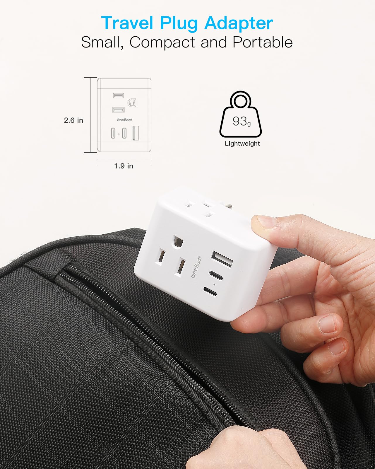 3 Pack European Travel Plug Adapter, One Beat International Power Plug Adapter With 3 Outlets 3 Usb Ports(2 Usb C), Type C Adapt
