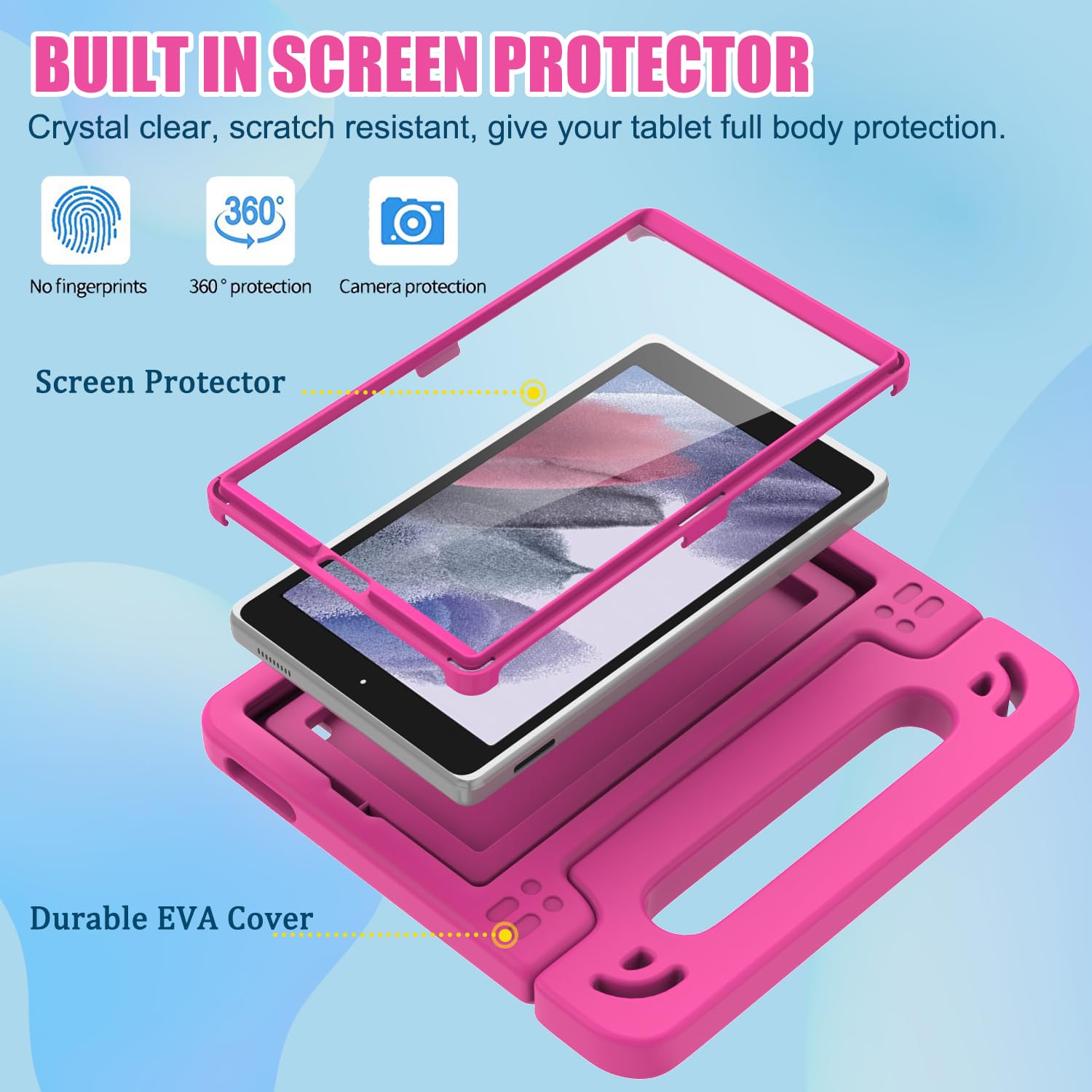 Bmouo Kids Case For Samsung Galaxy Tab A7 Lite 8.7 Inch 2021 - With Screen Protector, Shockproof Lightweight Convertible Handle