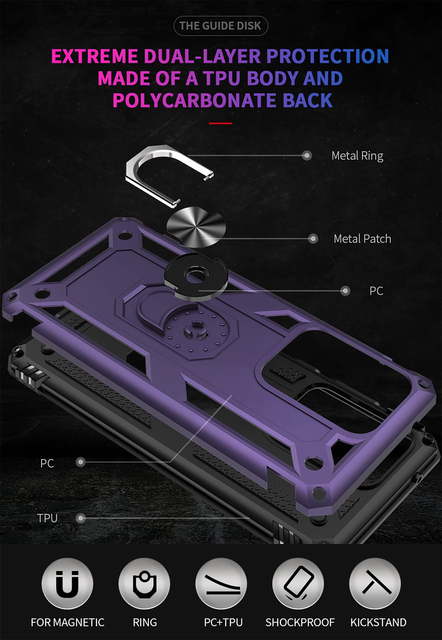 Addit Phone Case For Samsung Galaxy S20 Ultra Case Samsung S20 Ultra Phone Case, Military Grade, Heavy Duty, With Stand Ring, Su