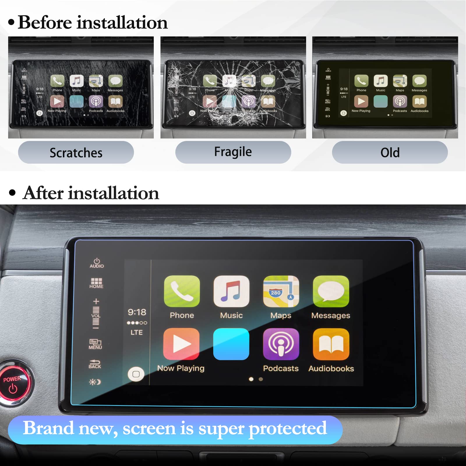 Sktu Screen Protector Foils For 2018 2021 Honda Clarity 8In Navigation Display Tempered Glass 9H Hardness Hd Clear Honda Lcd Gps Touch Screen Protective Film