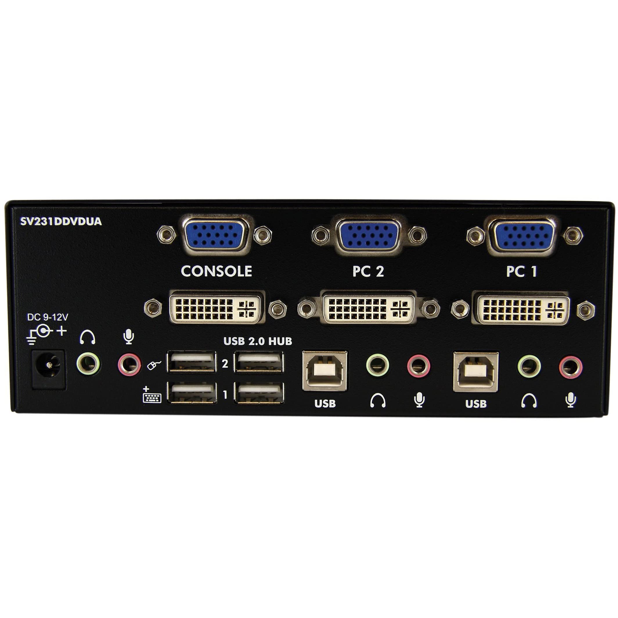 Startech.Com 2 Port Kvm Switch   Dvi And Vga W/ Audio And Usb 2.0 Hub   Dual Monitor / Display / Screen Kvm Switch   Dvi Vga (Sv