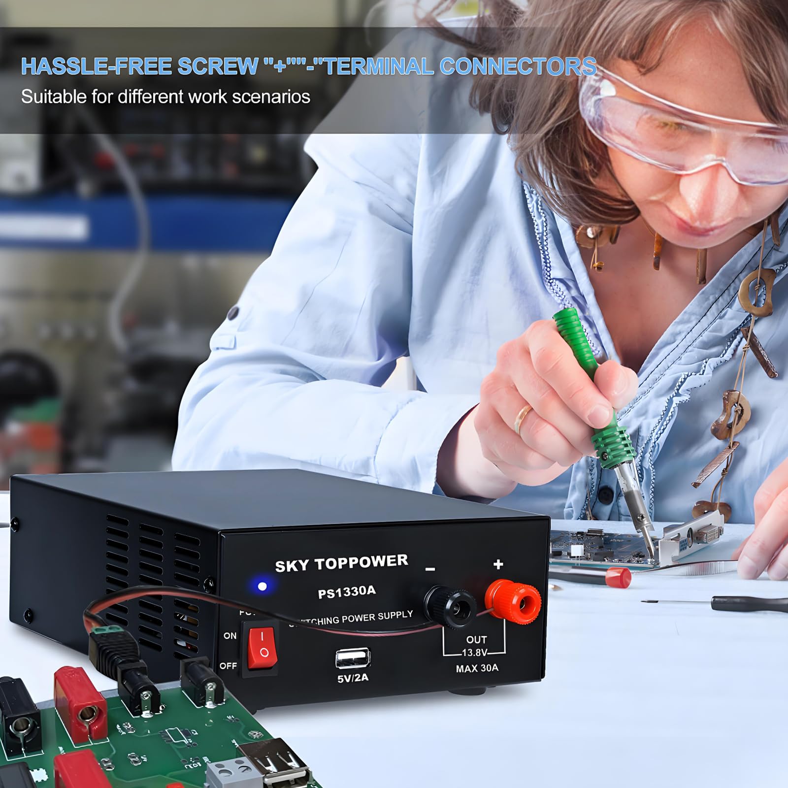 13.8V 30A Dc Power Supply For Ham Radio,30 Amp Compact Regulated Bench Power Supply Lab Benchtop Ac To Dc Converter,Cooling Fan,