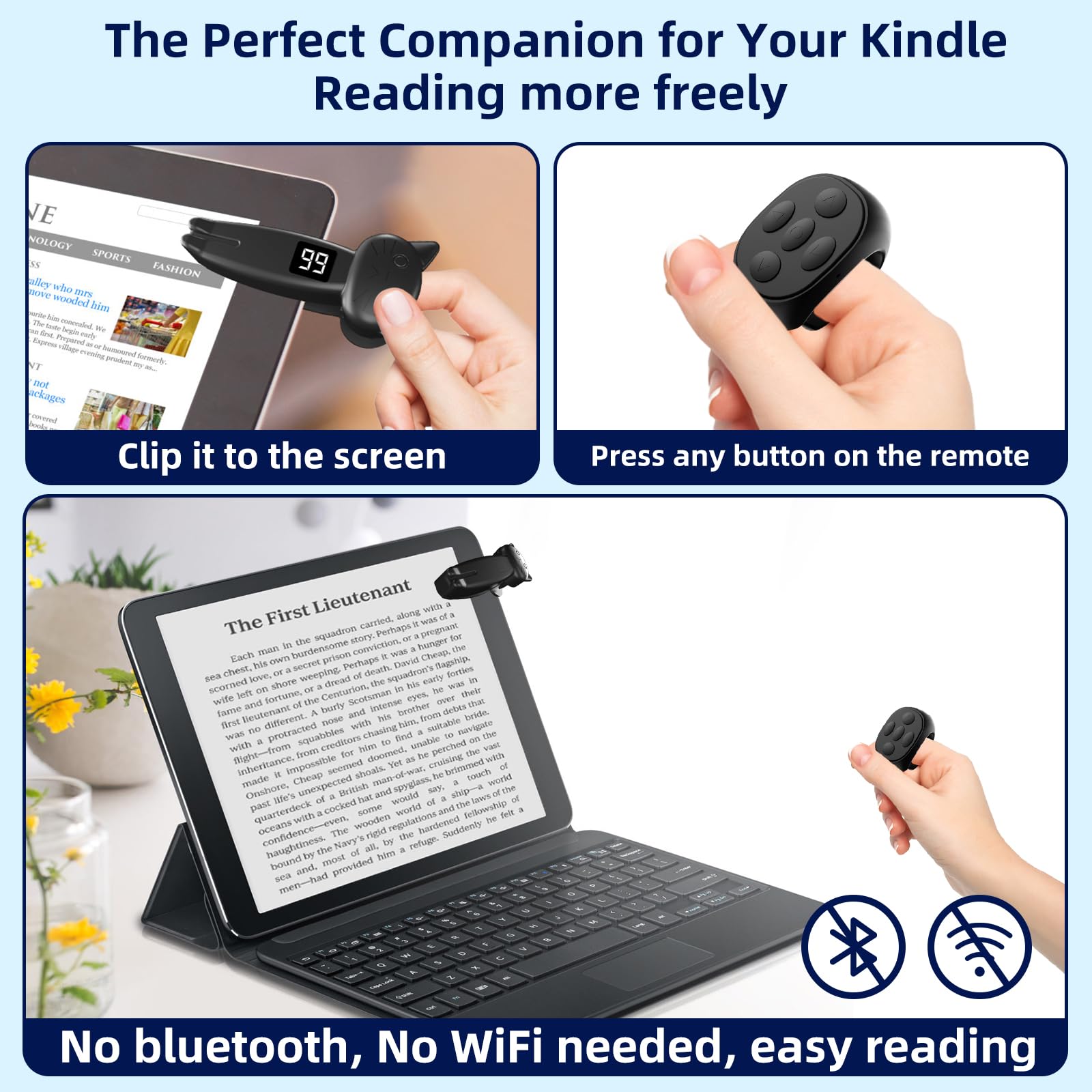 Remote Control Page Turner For Kindle Paperwhite Oasis Kobo Accessories Reading Novels & Ereaders Camera With Video Recording Re