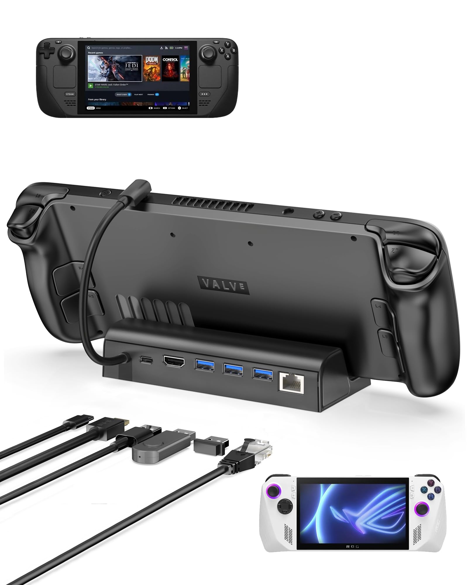 Antank 6 In 1 Docking Station For Steam Deck/Rog Ally, Steam Deck Dock With Hdmi 2.0 4K@60Hz Gigabit, 1000Mbps Ethernet, 100W Pd