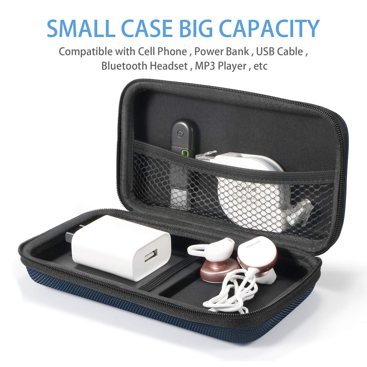 Hard Eva Protective Case - Glcon Portable Storage Case For Charging Cable, Power Bank, Hard Drive, Cell Phone, External Battery