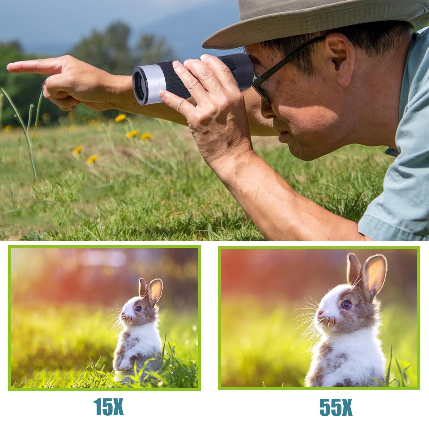 Rongon 15 55X21 Monocular Telescope Compact Binoculars Monocular For Adults High Powered For Stargazing Hunting Wildlife Bird Wa