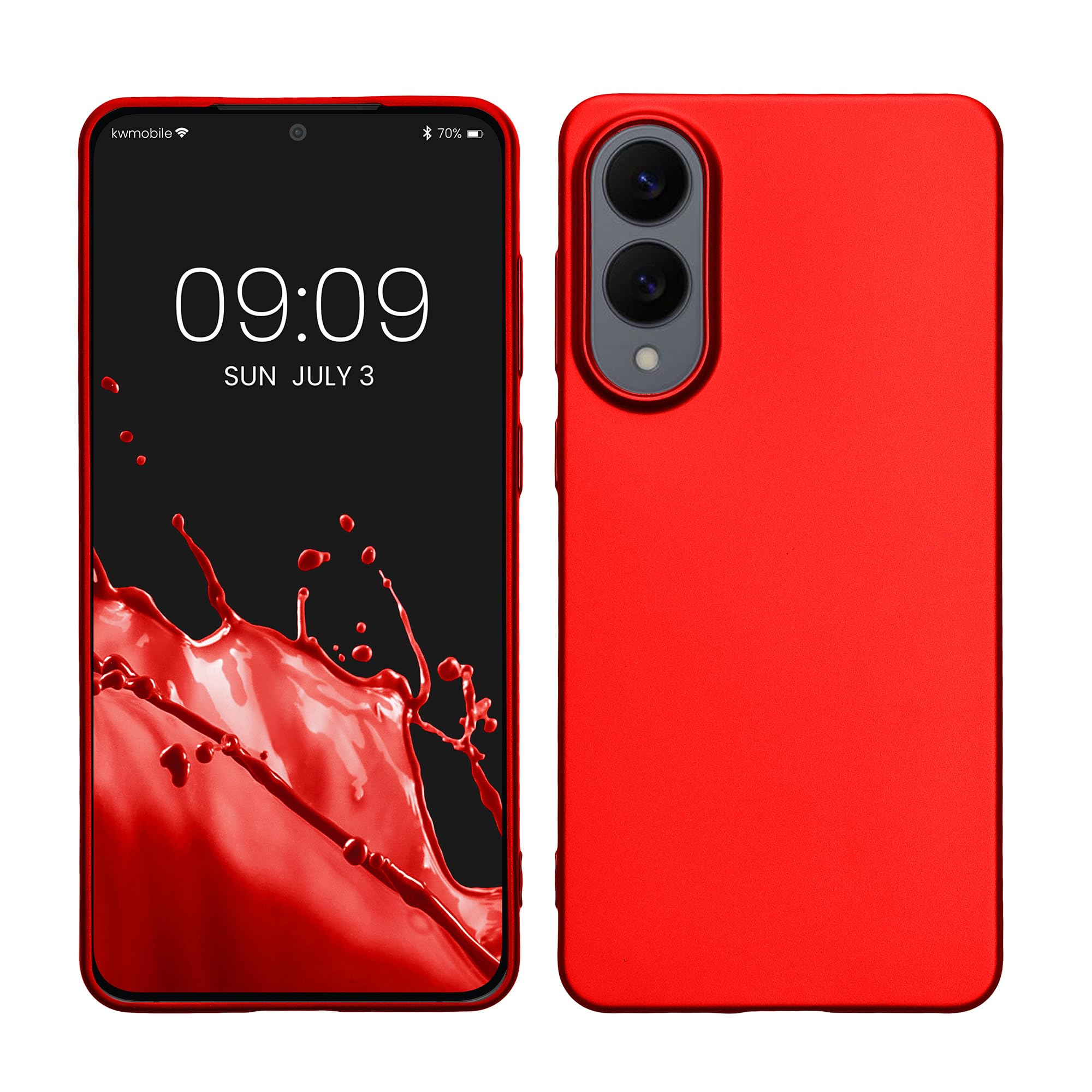 kwmobile Case Compatible with Samsung Galaxy S25 Edge Case - Soft Slim Metallic TPU Silicone Cover - Metallic Dark Red