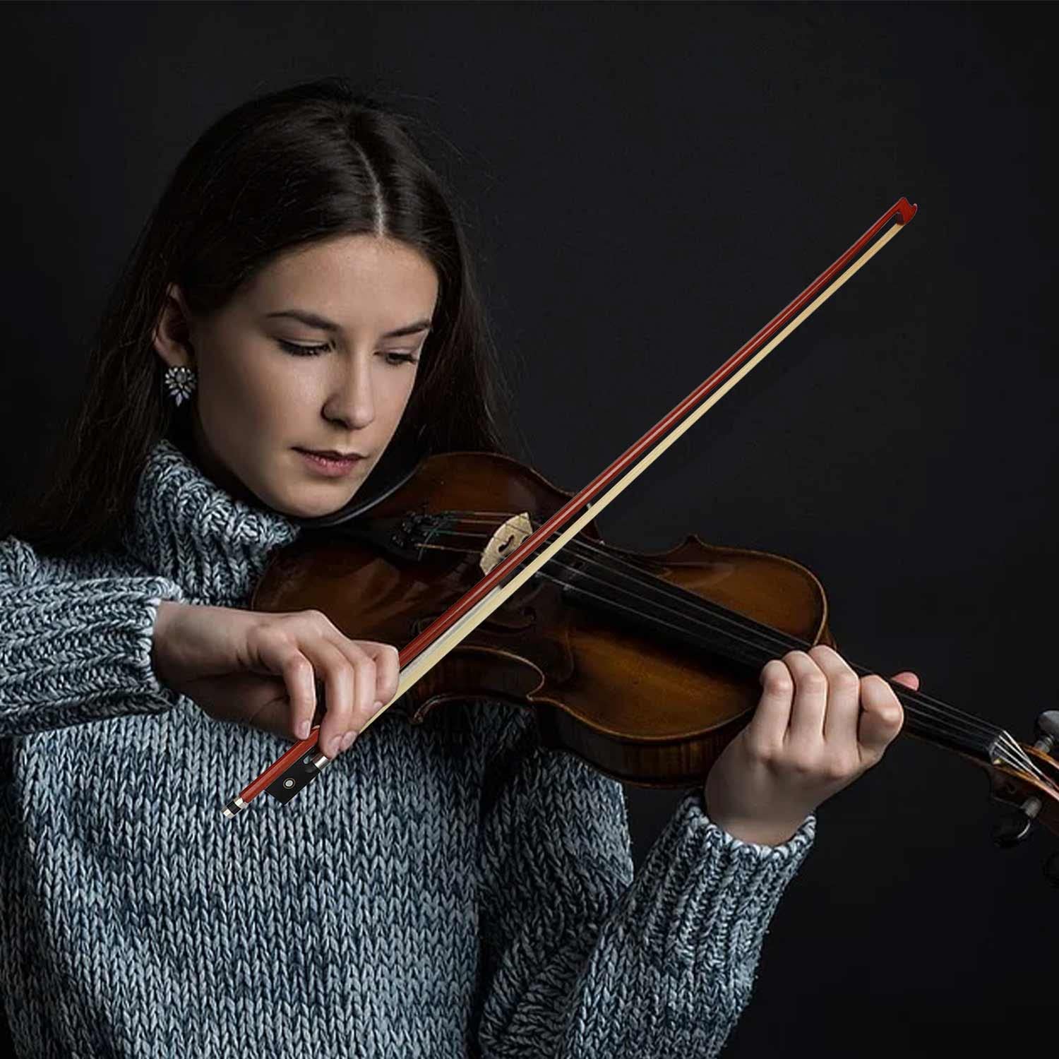 Lms Violin Bow Full Size 4/4 Brazilwood Violin Bows Lightweight Bow Well Balance Fiddle Bow