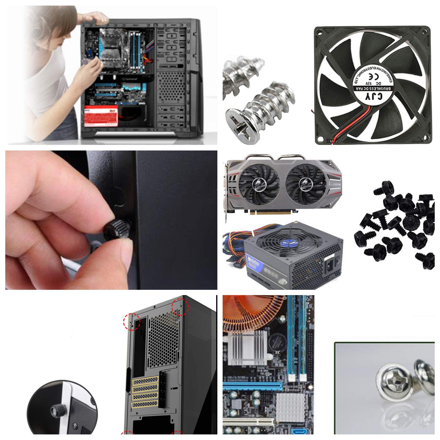 Computer Screws Standoffs Assortment Kit For Hard Drive Computer Case Motherboard Fan Power Graphics