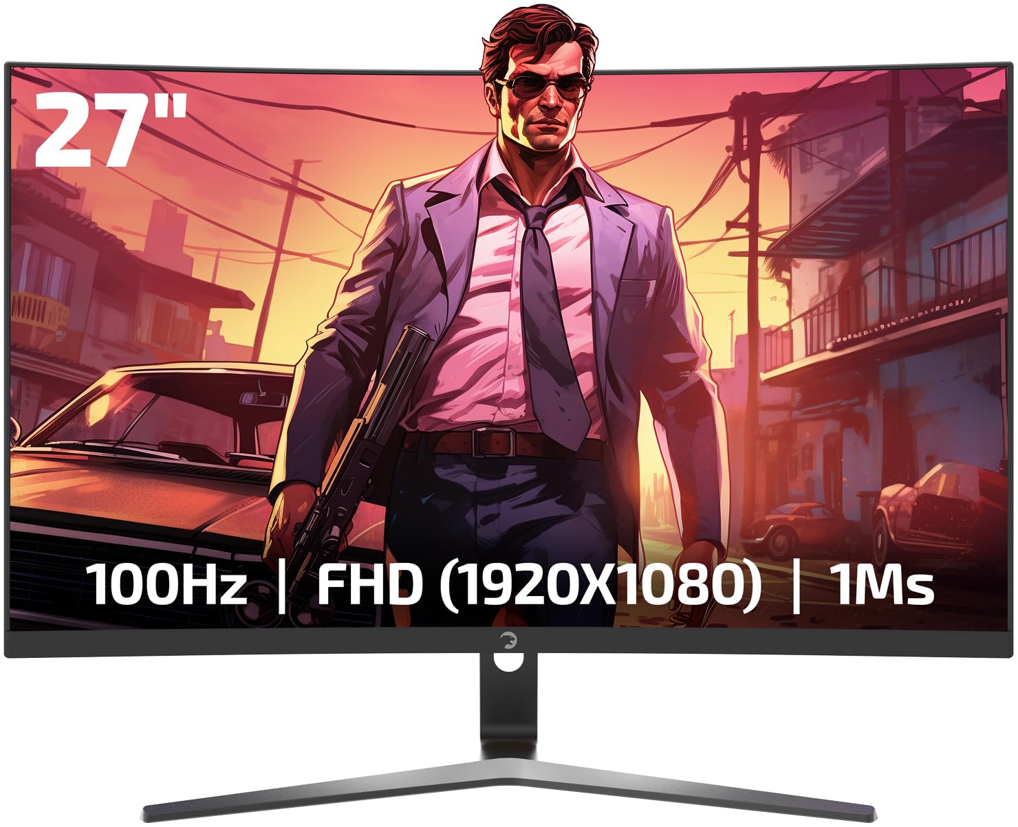 Gamepower F20 27 Inch Curved Gaming Monitor, 100Hz 1080P Display, 1Ms Response Time, Amd Freesync, Hdr Support, 125% Srgb, Rgb B