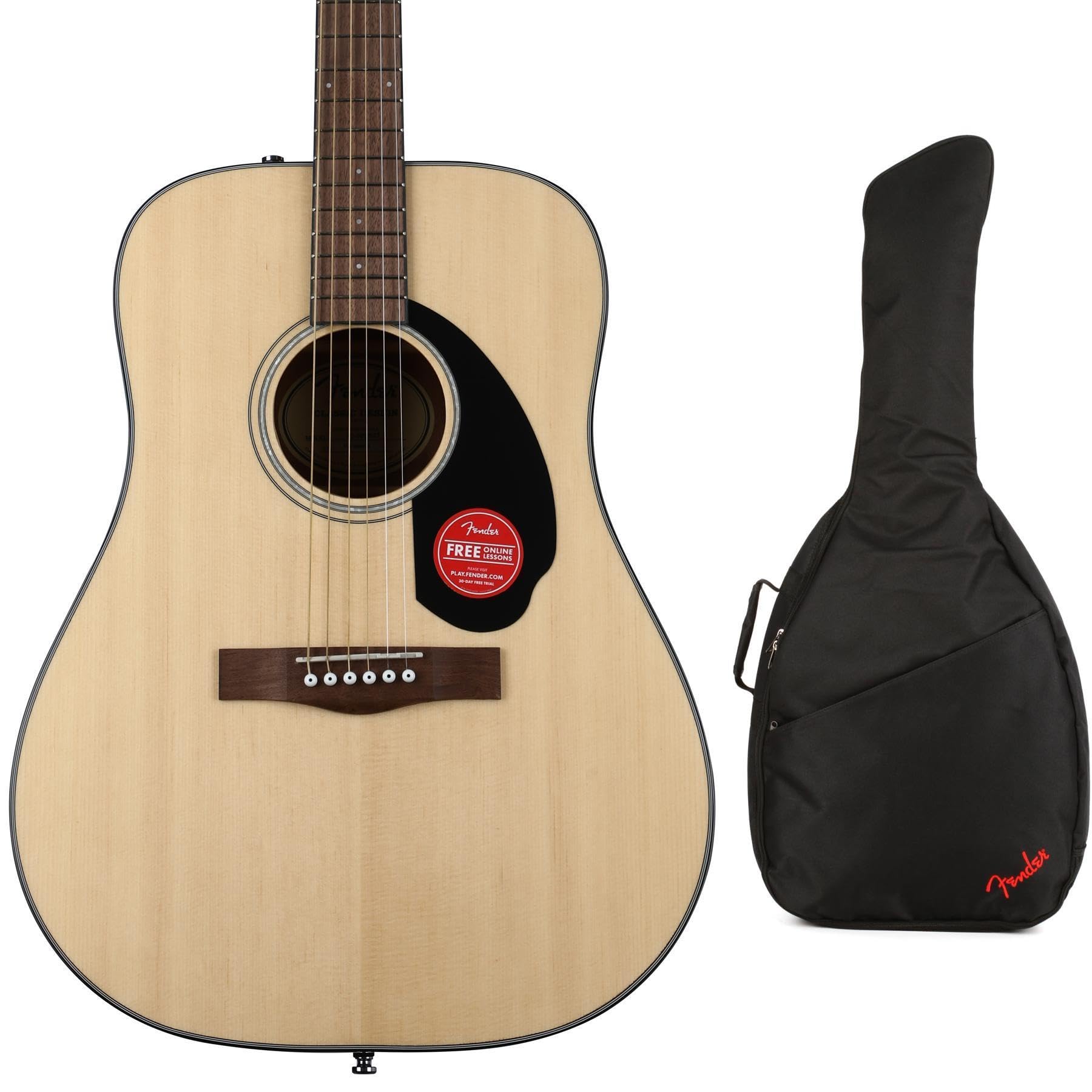 Fender CD-60S Acoustic Guitar Bundle - Solid Spruce Top, Mahogany Back, with Padded Gig Bag - Ideal for Beginners and Experience