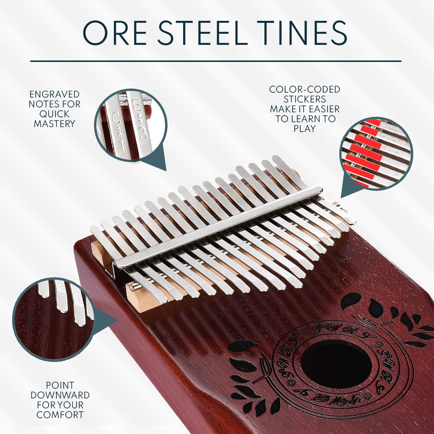 Unokki Kalimba 17 Key Thumb Piano | Premium, Lightweight & Durable Mahogany Mbira   Cherry Finish | Reduce Stress & Promote Well