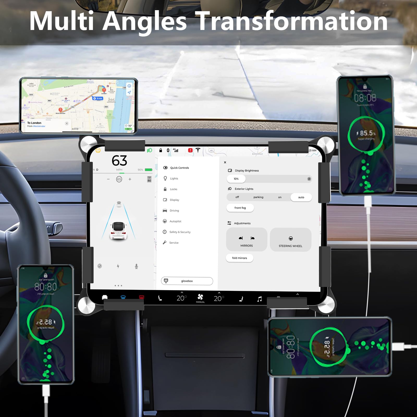 Phone Mount For Tesla Model Y Model 3 Accessories 2024, For Magsafe Strongest Magnetic Tesla Phone Mount For Tesla Model 3/Y/Cyb