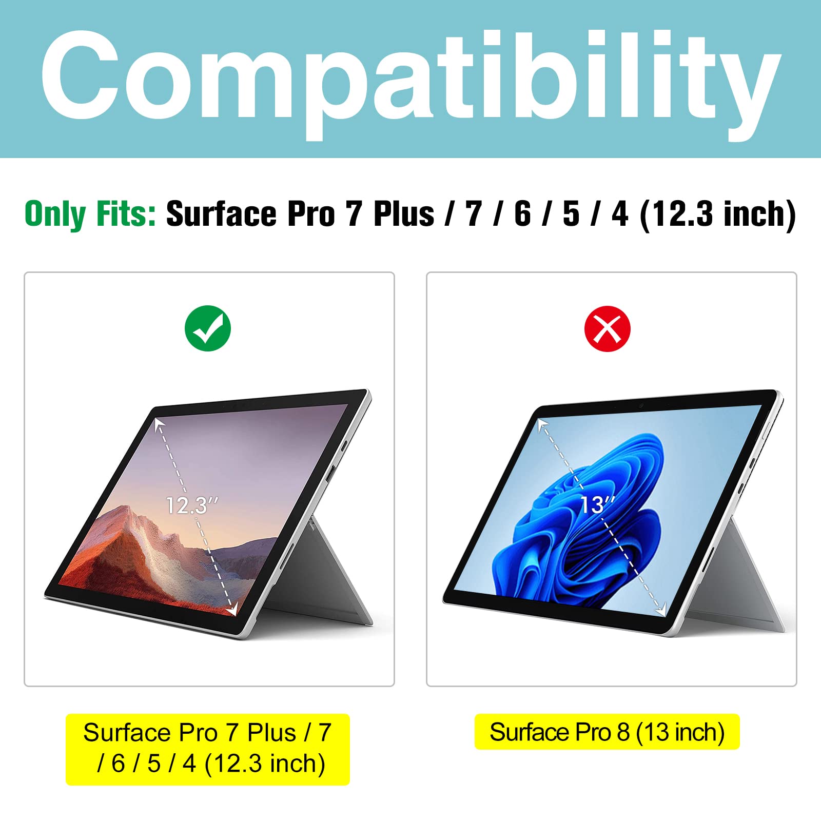 Procase 2 Pack Screen Protector For Surface Pro 7 Plus/Surface Pro 7 / Pro 6 / Pro 5 / Pro 4, Tempered Glass Screen Film Guard Screen Protector For 12.3 Inch Suface Pro 7 Plus Surface Pro 7 6 5 4