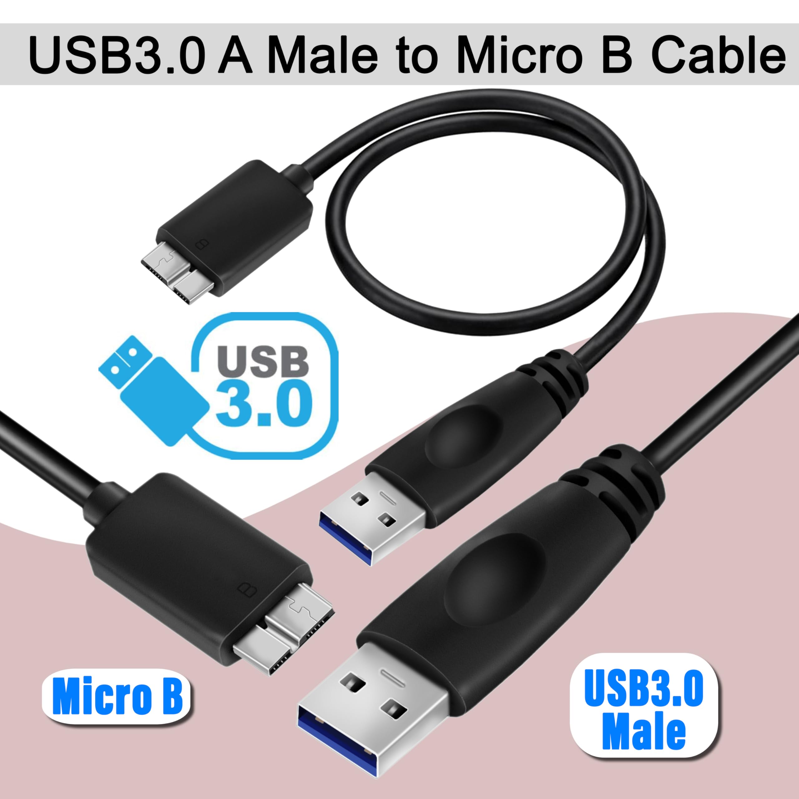 Saitech It Usb 3.0 Cable A To Micro B High Speed Upto 5 Gbps Data Transfer Cable For Portable External Hard Drive Cable (Saitech